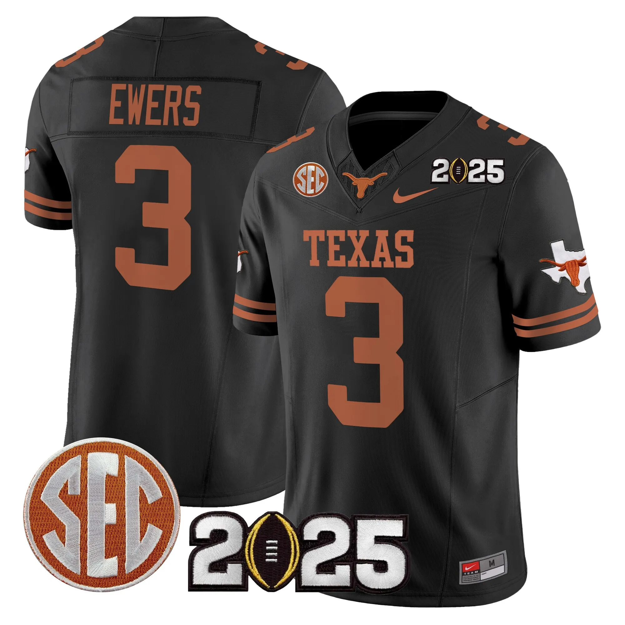 texas longhorns jersey player 1 2025 limited edition uniform white men women youth