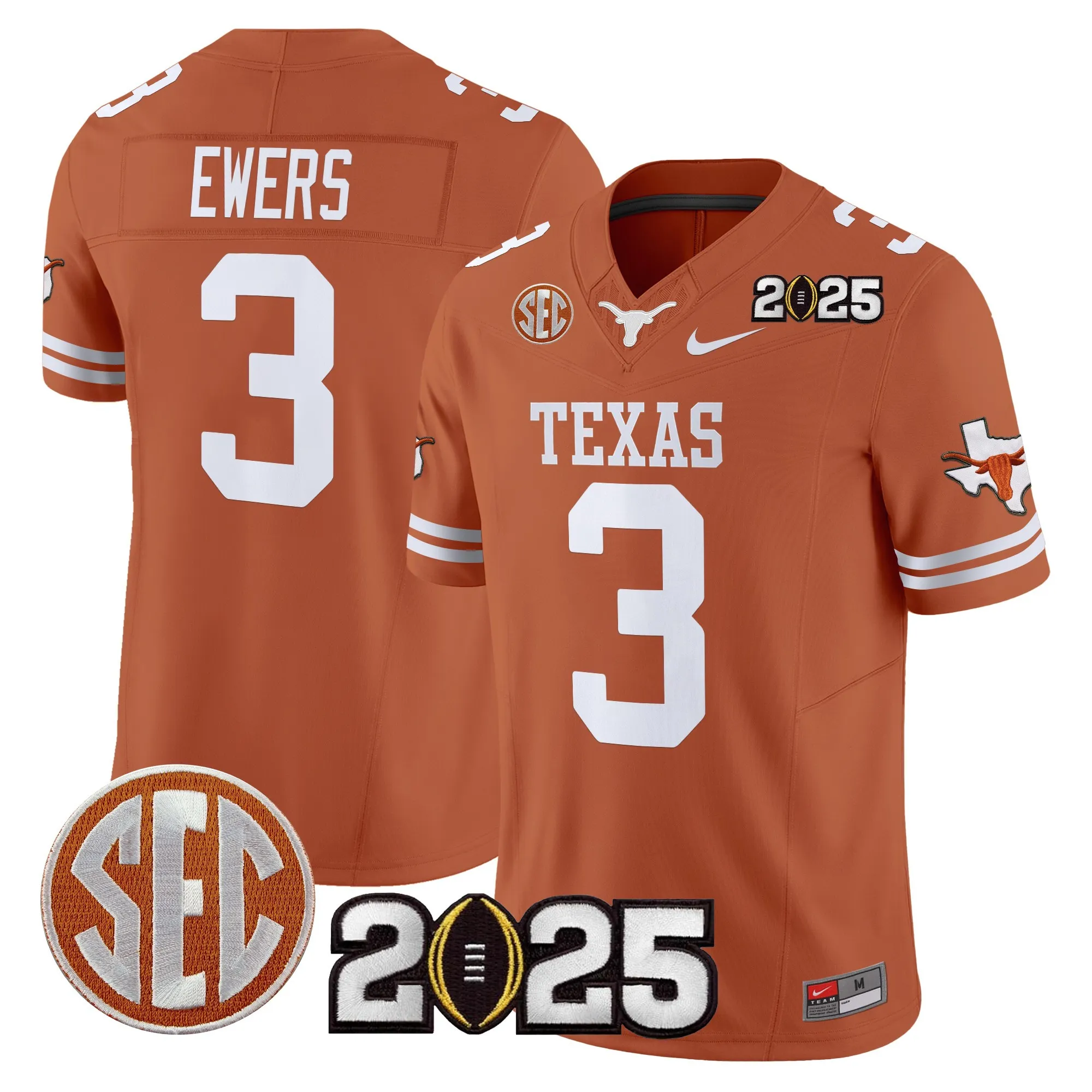 texas longhorns jersey quinn ewers 3 2025 limited edition uniform burnt orange men women youth