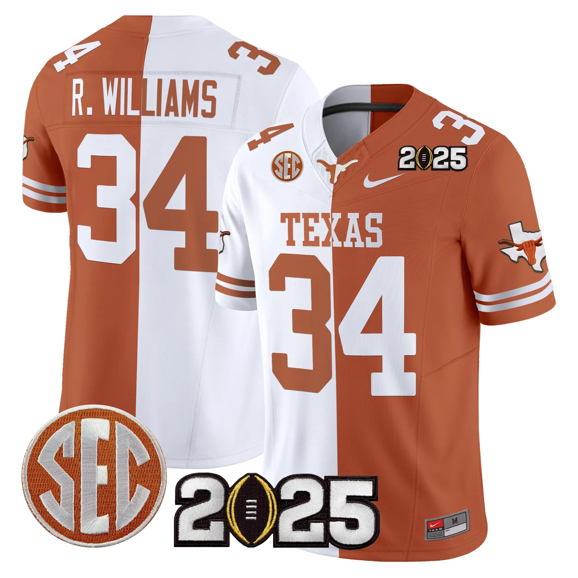 texas longhorns jersey r williams 34 2025 limited edition uniform black men women youth 1