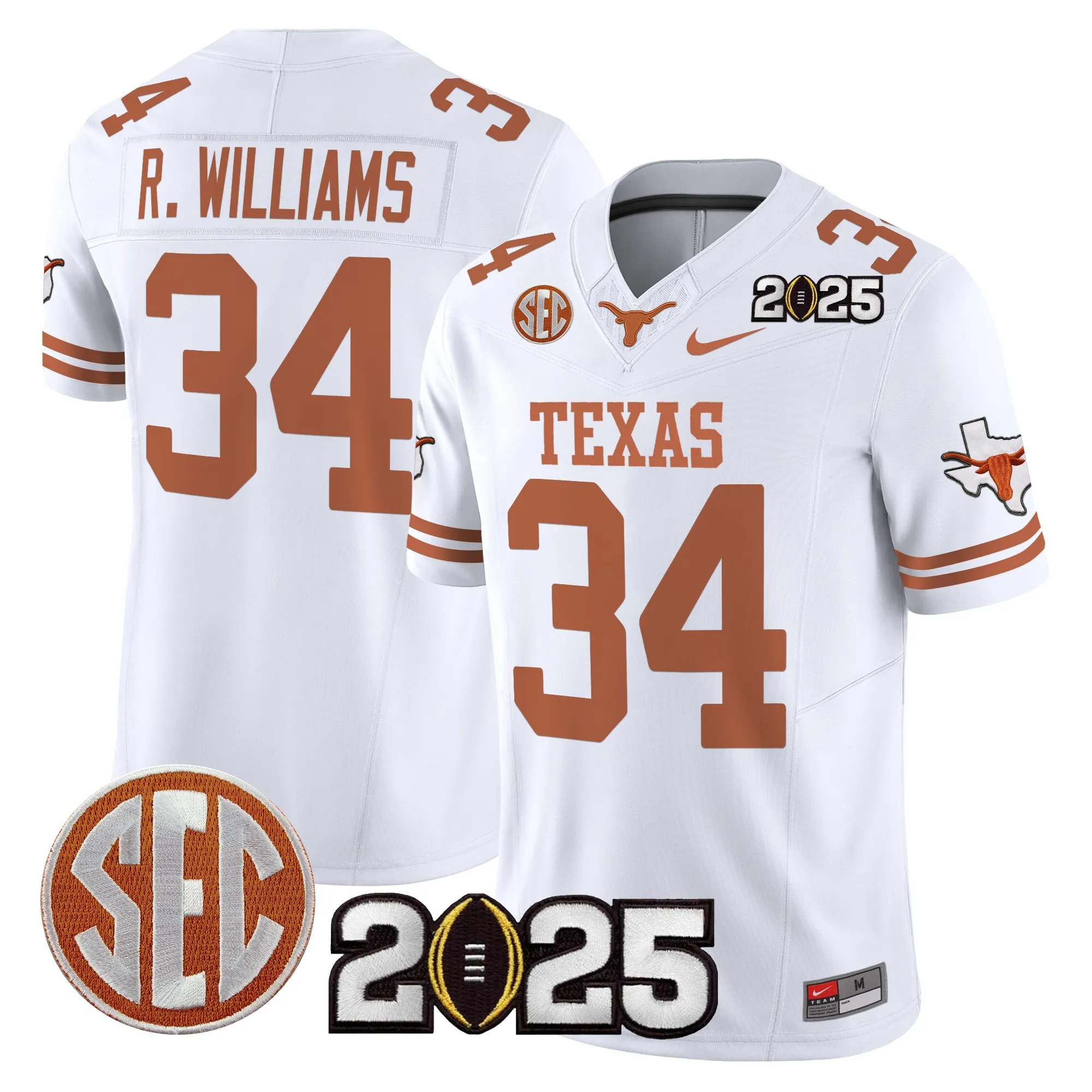 texas longhorns jersey r williams 34 2025 limited edition uniform black men women youth 1