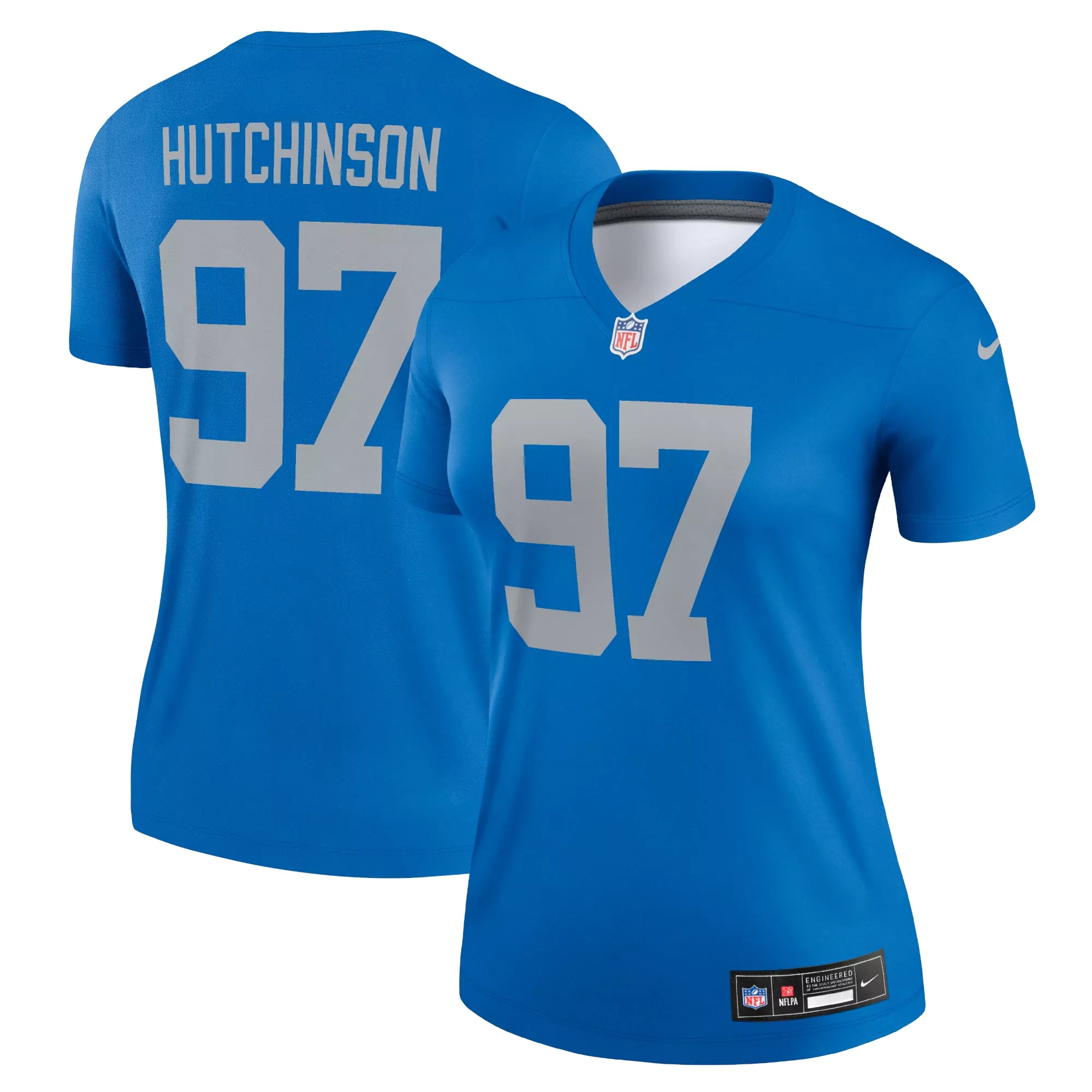women s detroit lions aidan hutchinson blue alternate game jersey