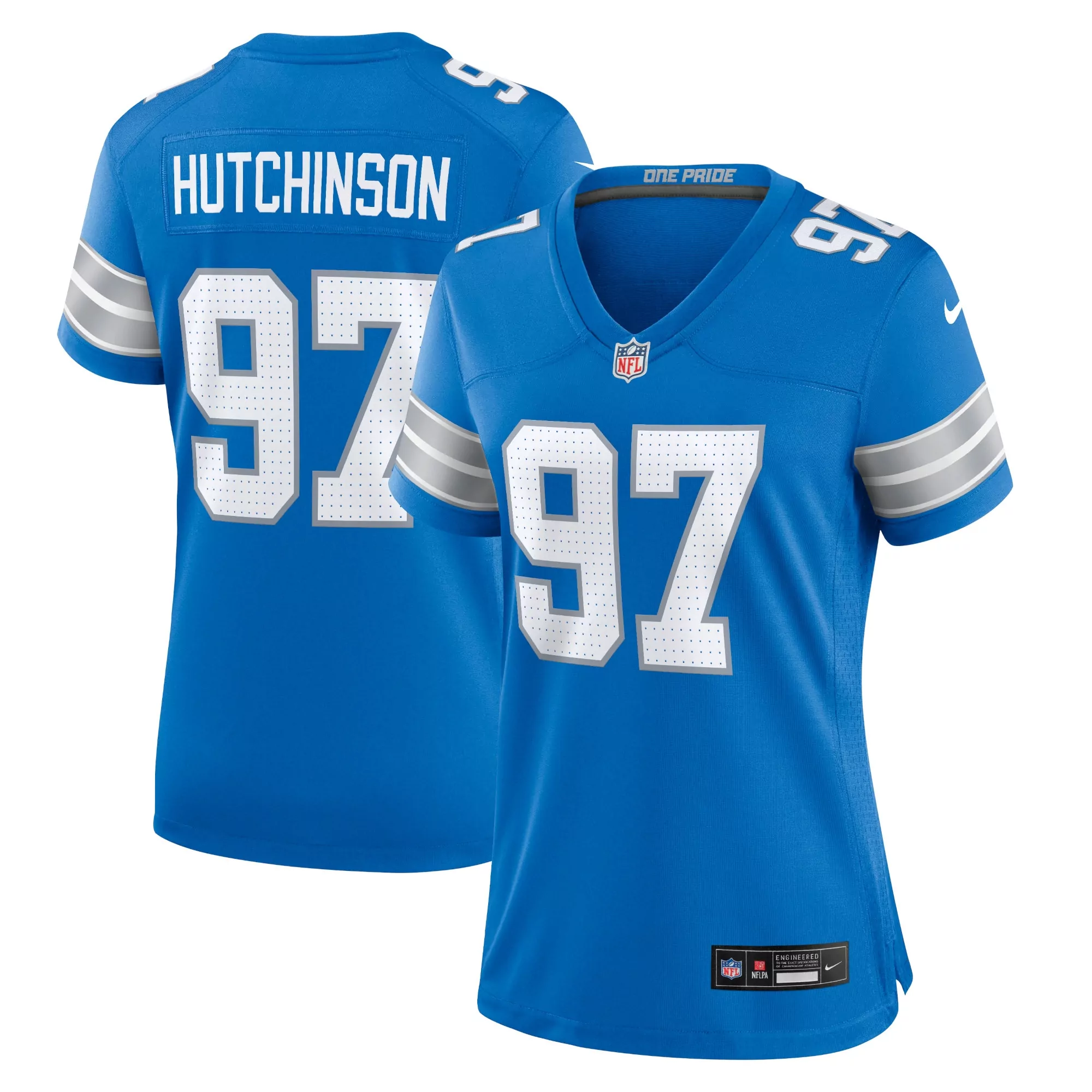 women s detroit lions aidan hutchinson blue alternate game jersey