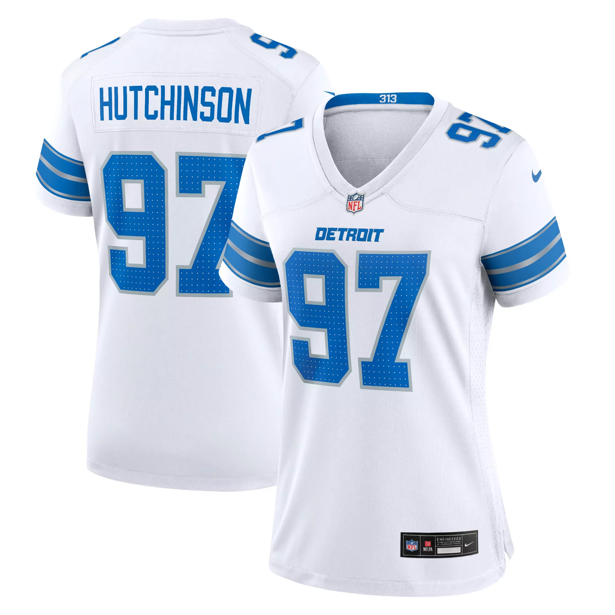 women s detroit lions aidan hutchinson blue alternate game jersey