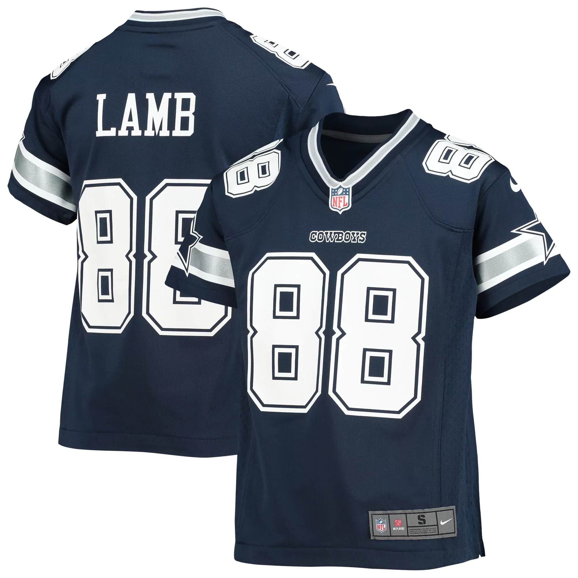 youth dallas cowboys ceedee lamb navy alternate team game jersey