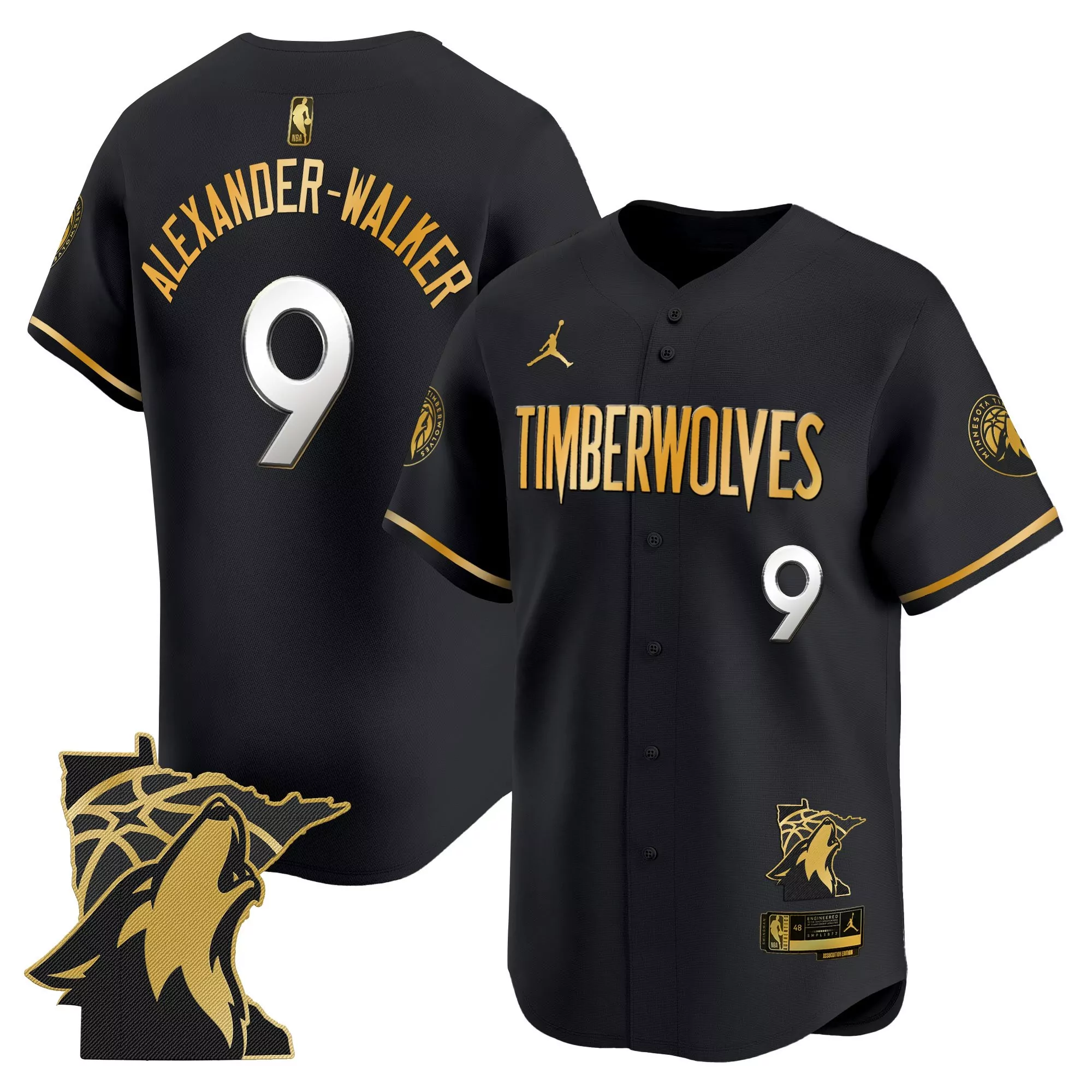 alexander walker 9 men s stitched vapor jersey minnesota timberwolves white 2025 embroidered patch