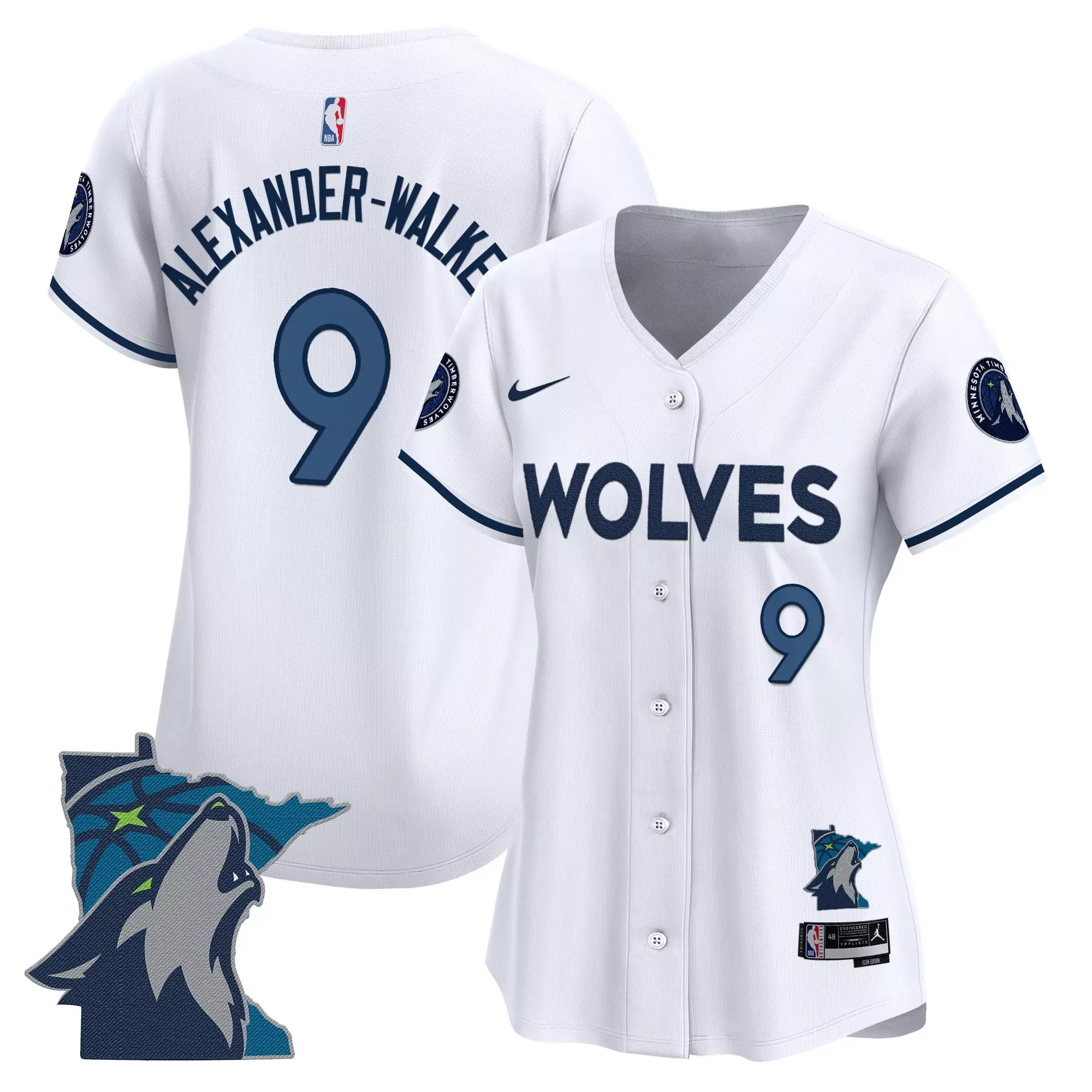 alexander walker 9 women s stitched vapor jersey minnesota timberwolves navy 2025