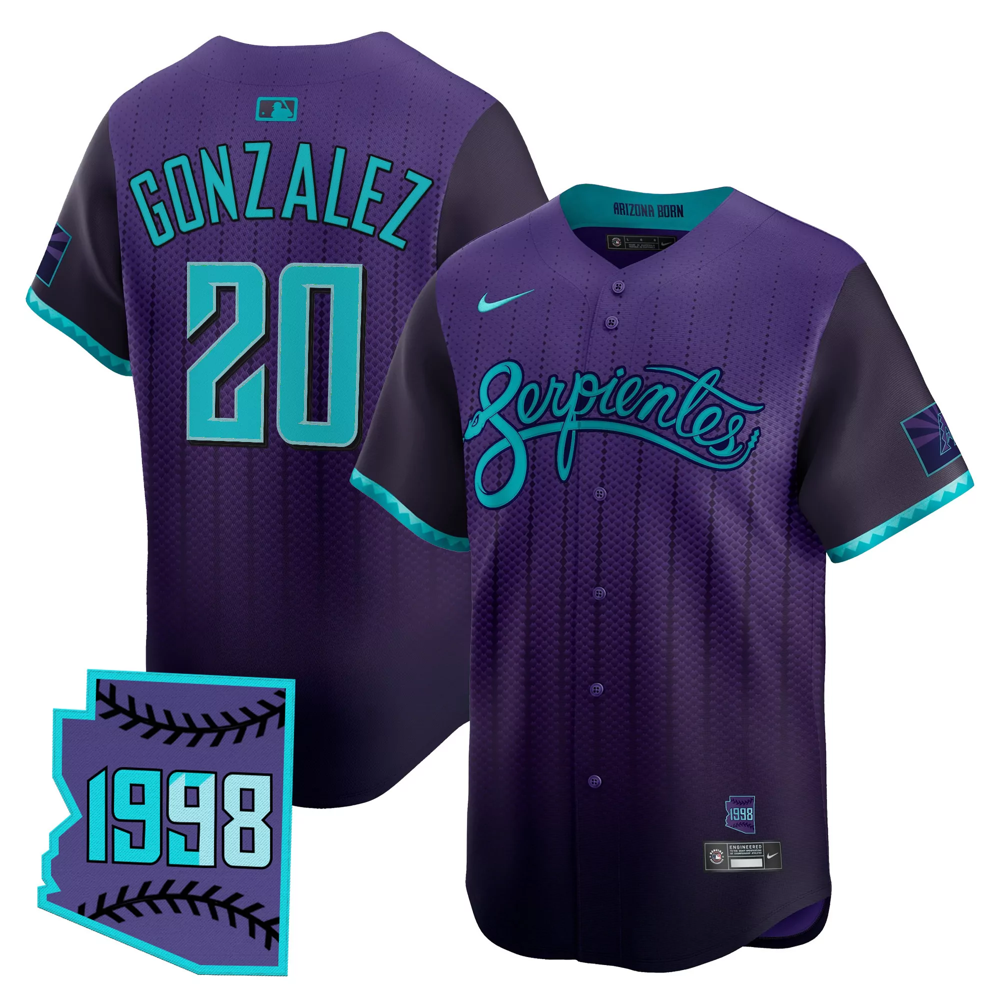 arizona serpientes vapor jersey carroll 7 purple 1998 embroidered patch men s style