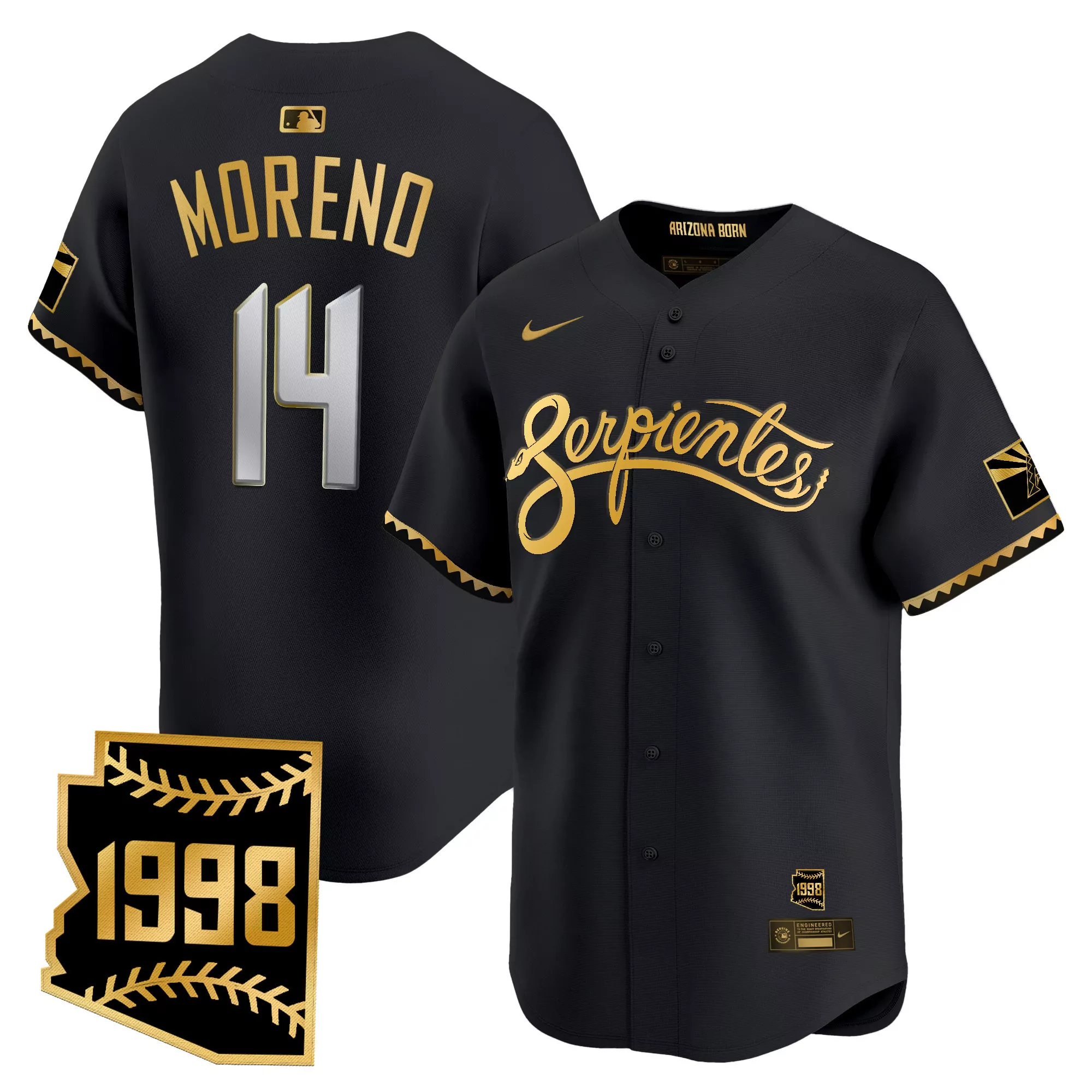 arizona serpientes vapor jersey 1998 johnson 51 men s stitched embroidered patch