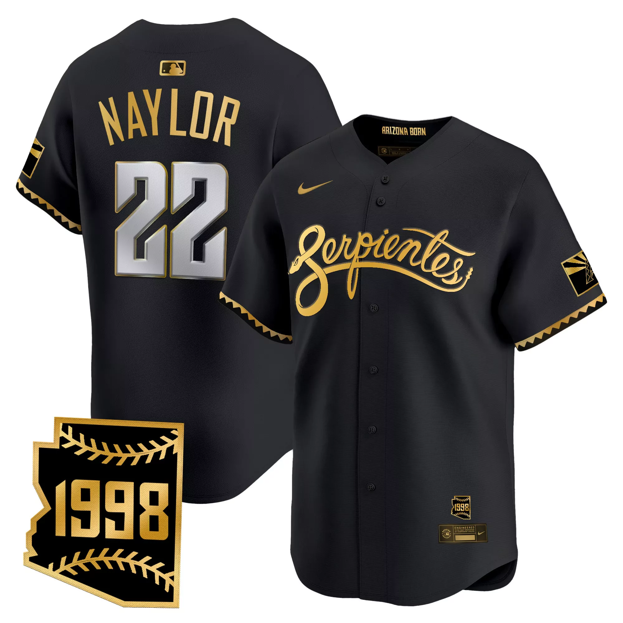 arizona serpientes 1998 vapor jersey naylor 22 men s stitched embroidered patch