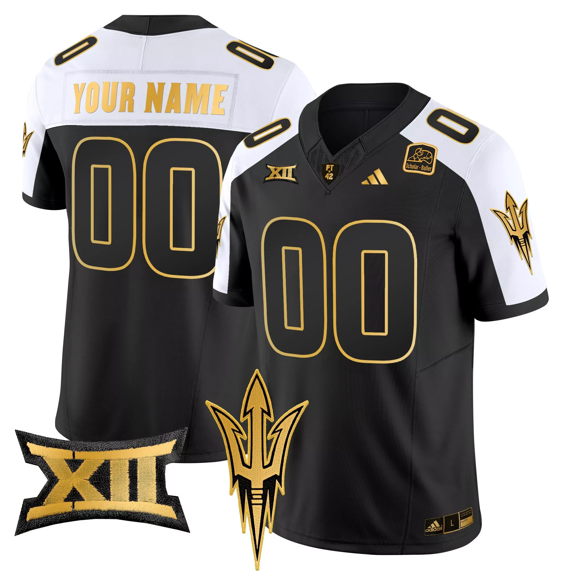 arizona state sun devils black jersey with custom name number 00 youth size