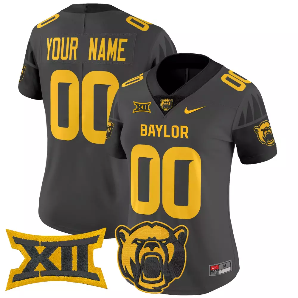 baylor bears women s gray custom jersey with patches your name 00