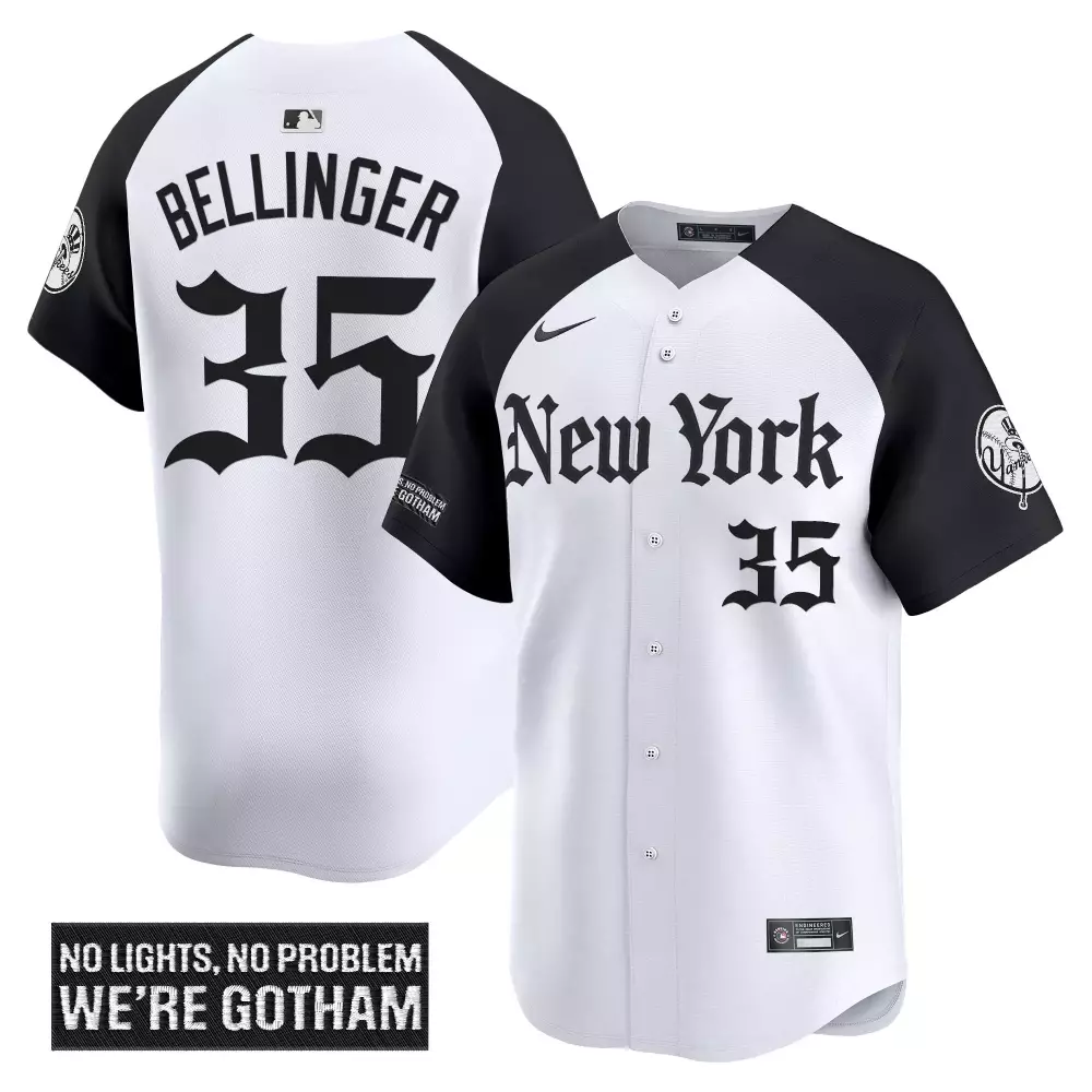 bellinger 35 men s new york yankees vapor jersey white black 2023 we re gotham patch