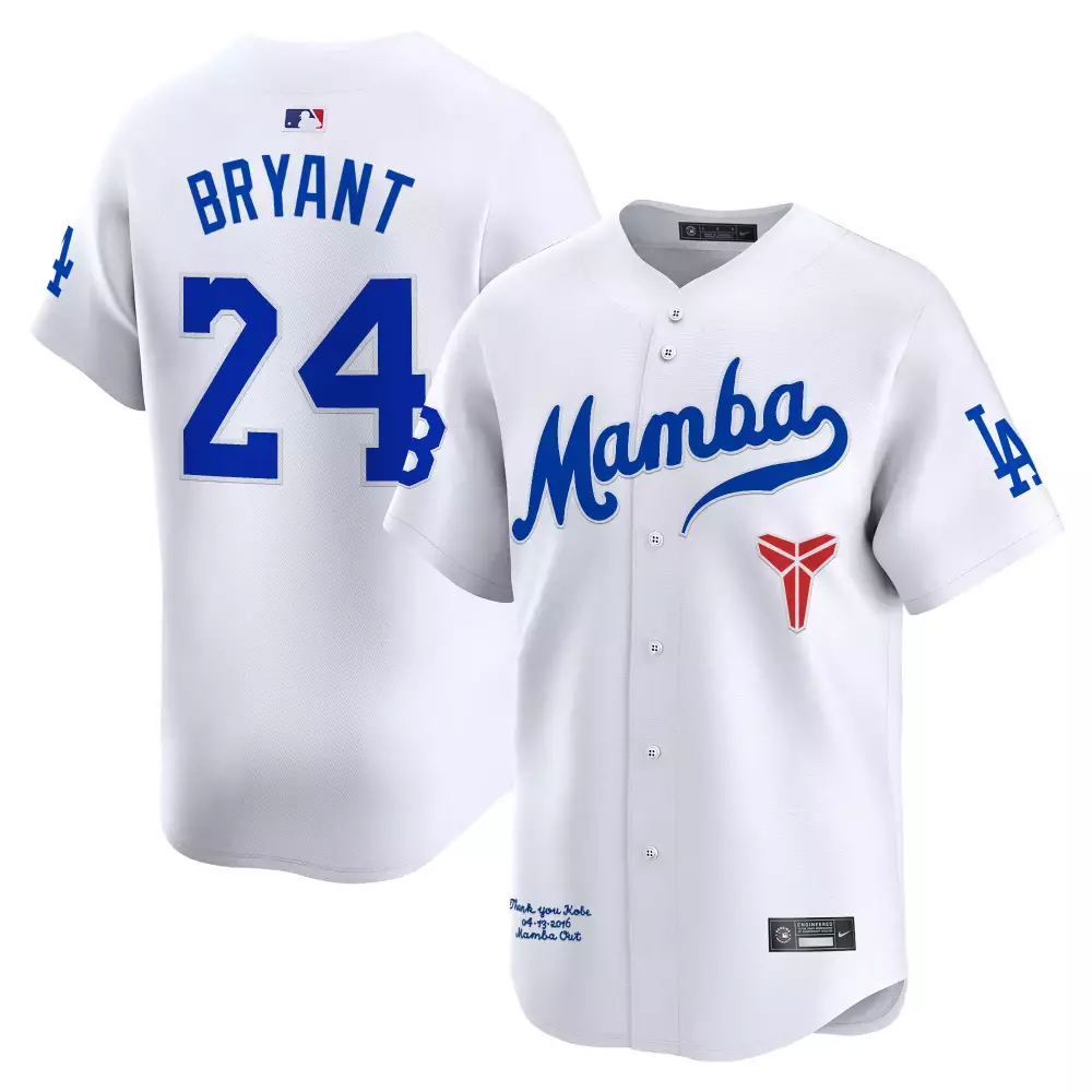 bryant 24 men s stitched vapor jersey la dodgers white mamba 2023 limited edition