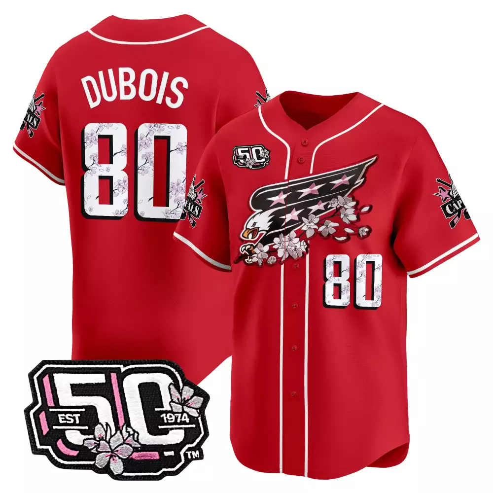 Capitals Dubois 80 Blue Vapor Jersey | Stitched Embroidered 50th Anniversary Patch | For Men, Women & Youth