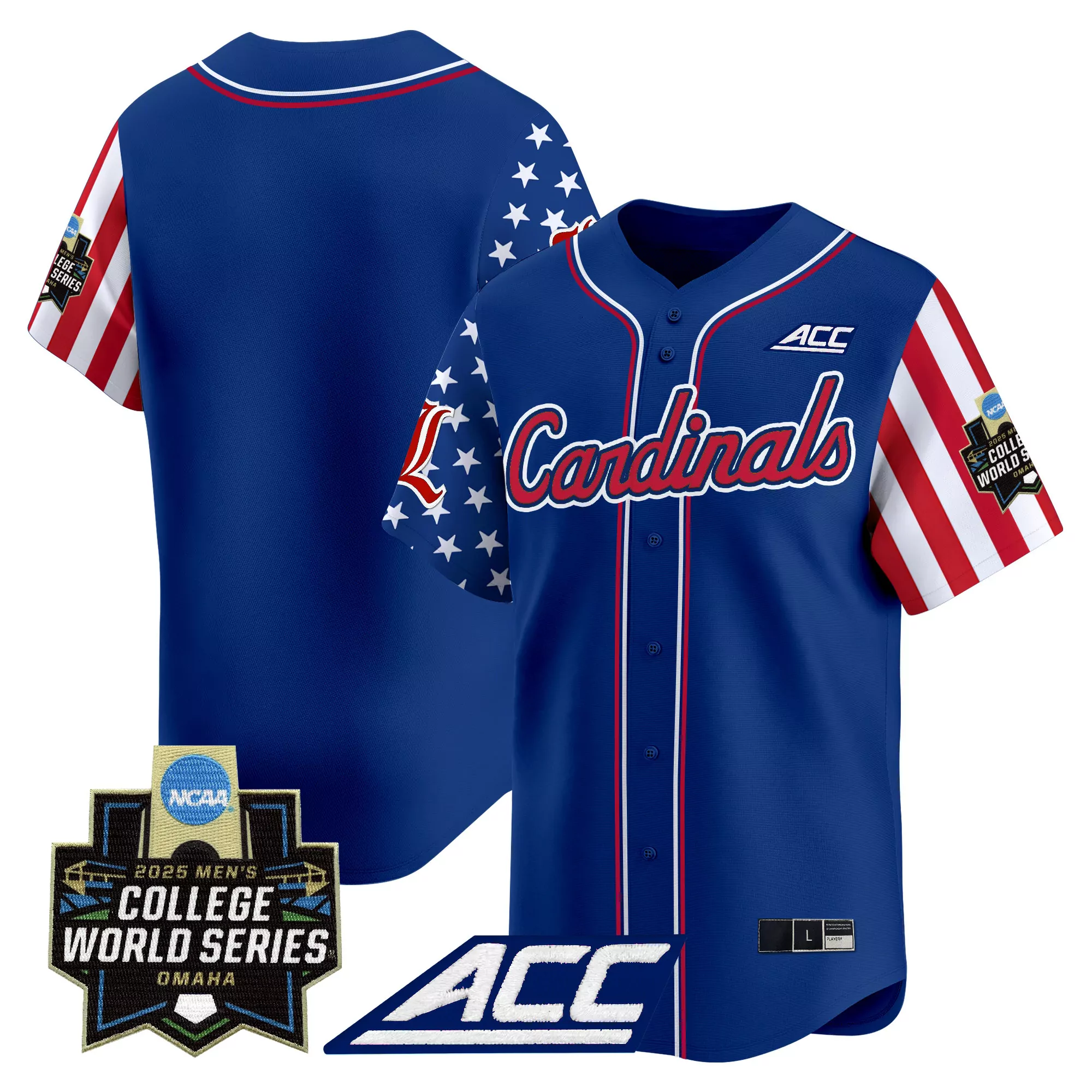 cardinals men s 2025 independence day vapor jersey blue acc patch stitched design