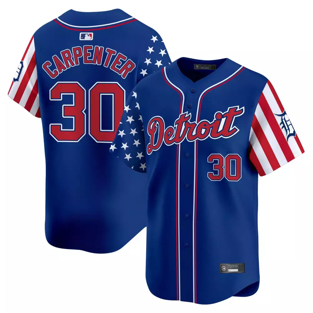 Carpenter 30 Men's Detroit Tigers White Vapor Jersey | Embroidered Motor City Patch 2023 | Fan Gear for All