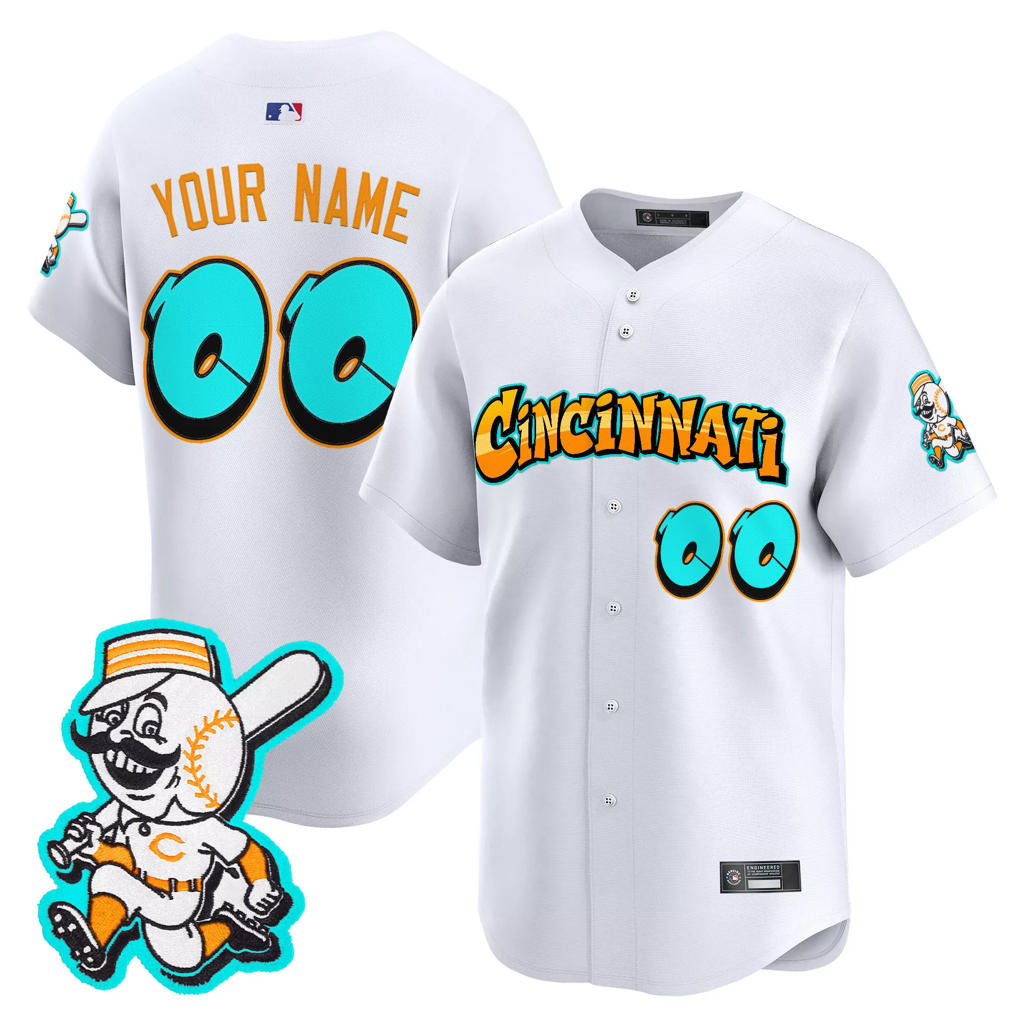 cincinnati custom jersey cream with player name and number 00