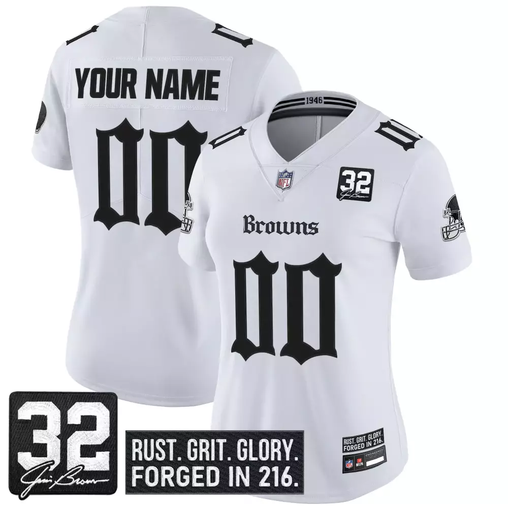 Joe Brown 32 Men's Black Vapor Jersey | Cleveland Browns 2023 Home Edition | Ohio Patch Fan Gear | For Men, Women & Youth