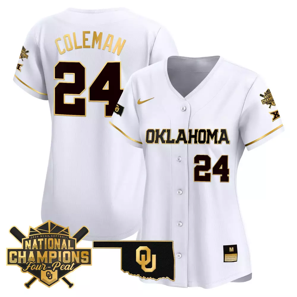Coleman 24 Women's Stitched Vapor Jersey | Oklahoma White National Champions 2024 | For Men, Women & Youth
