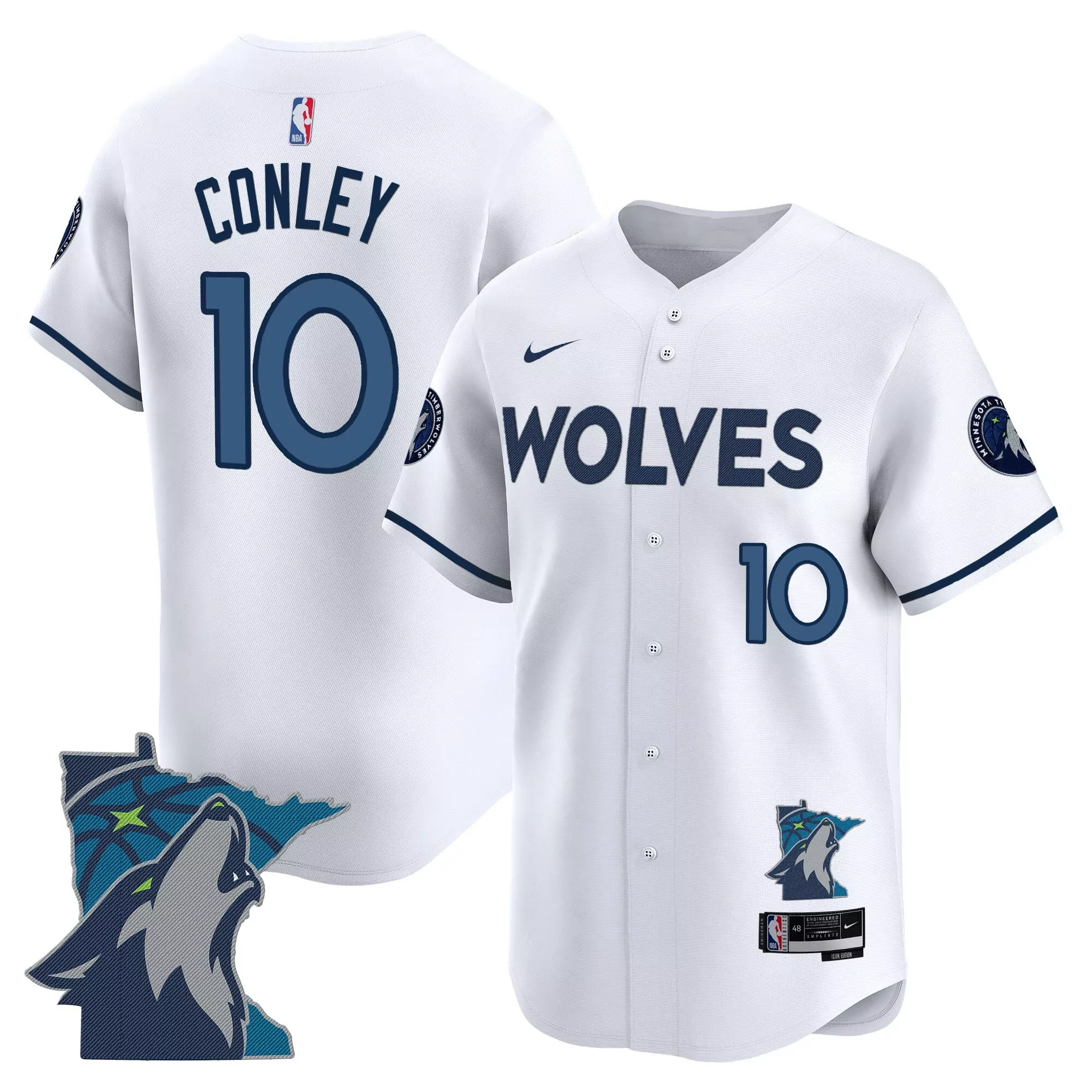 conley 10 men s stitched vapor jersey minnesota timberwolves white howl edition 2025 1