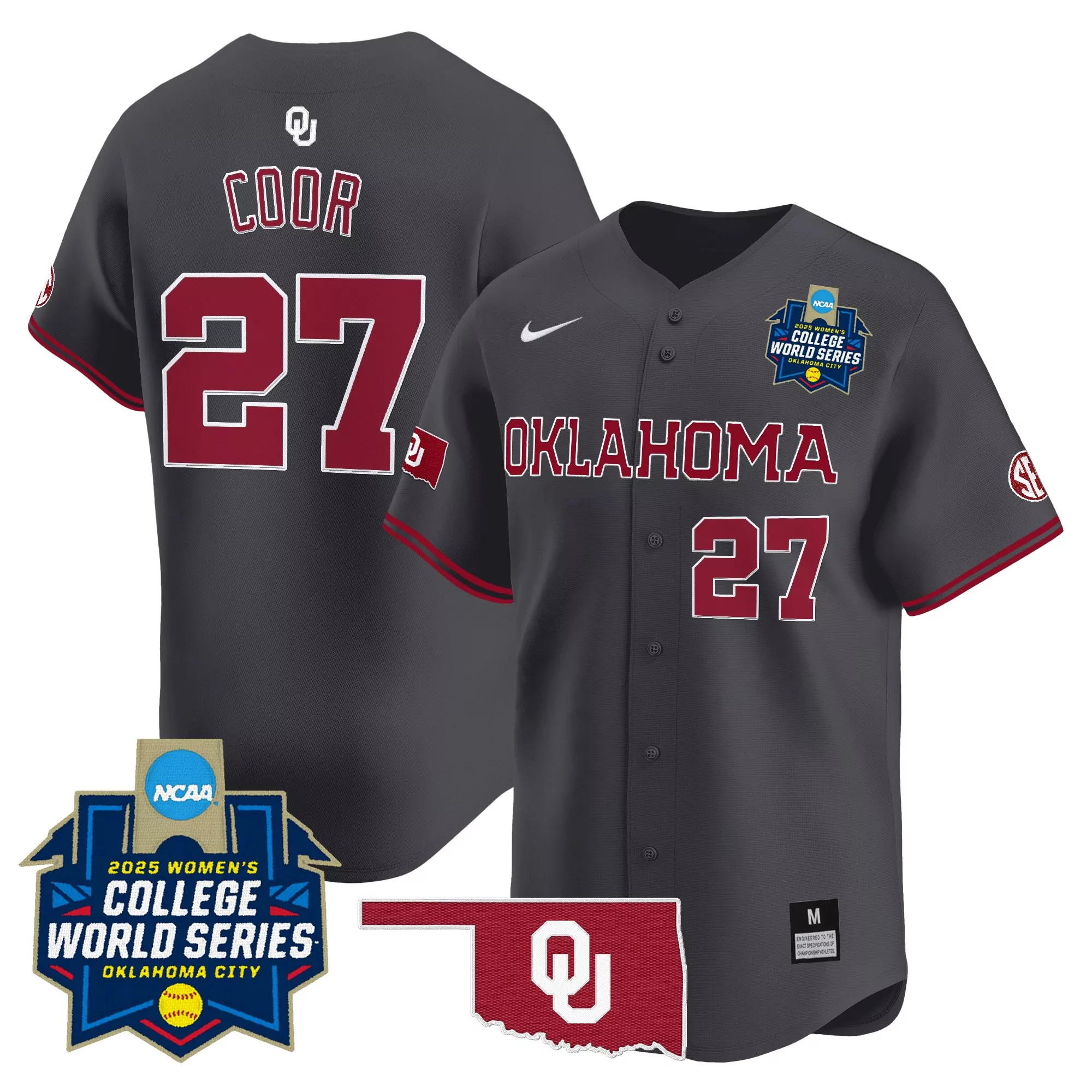 coor 27 men s stitched vapor jersey oklahoma sooners black champs 2025