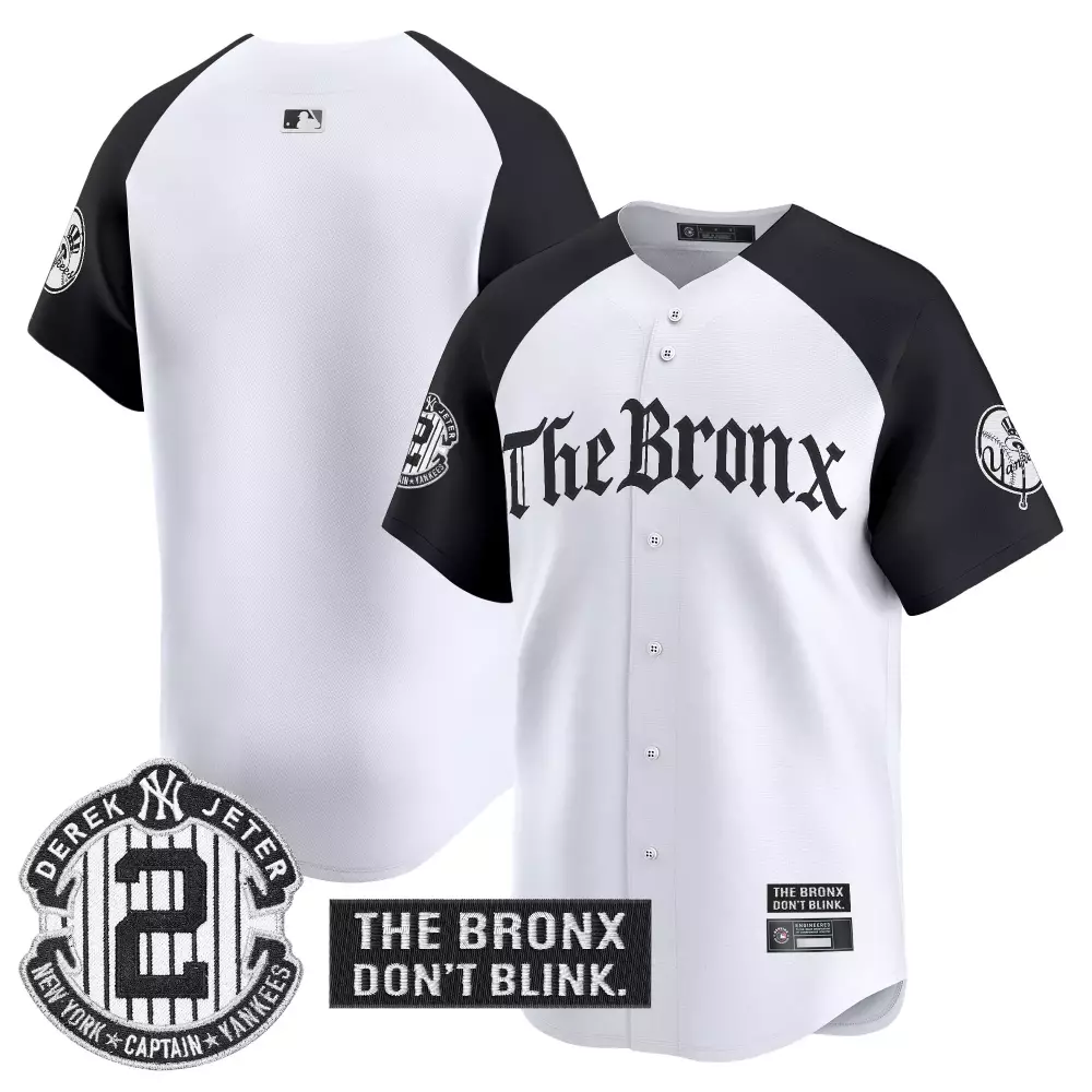 Derek Jeter 2 Yankees The Bronx Graffiti Style Stitched Jersey | White 2023 for Men, Women & Youth