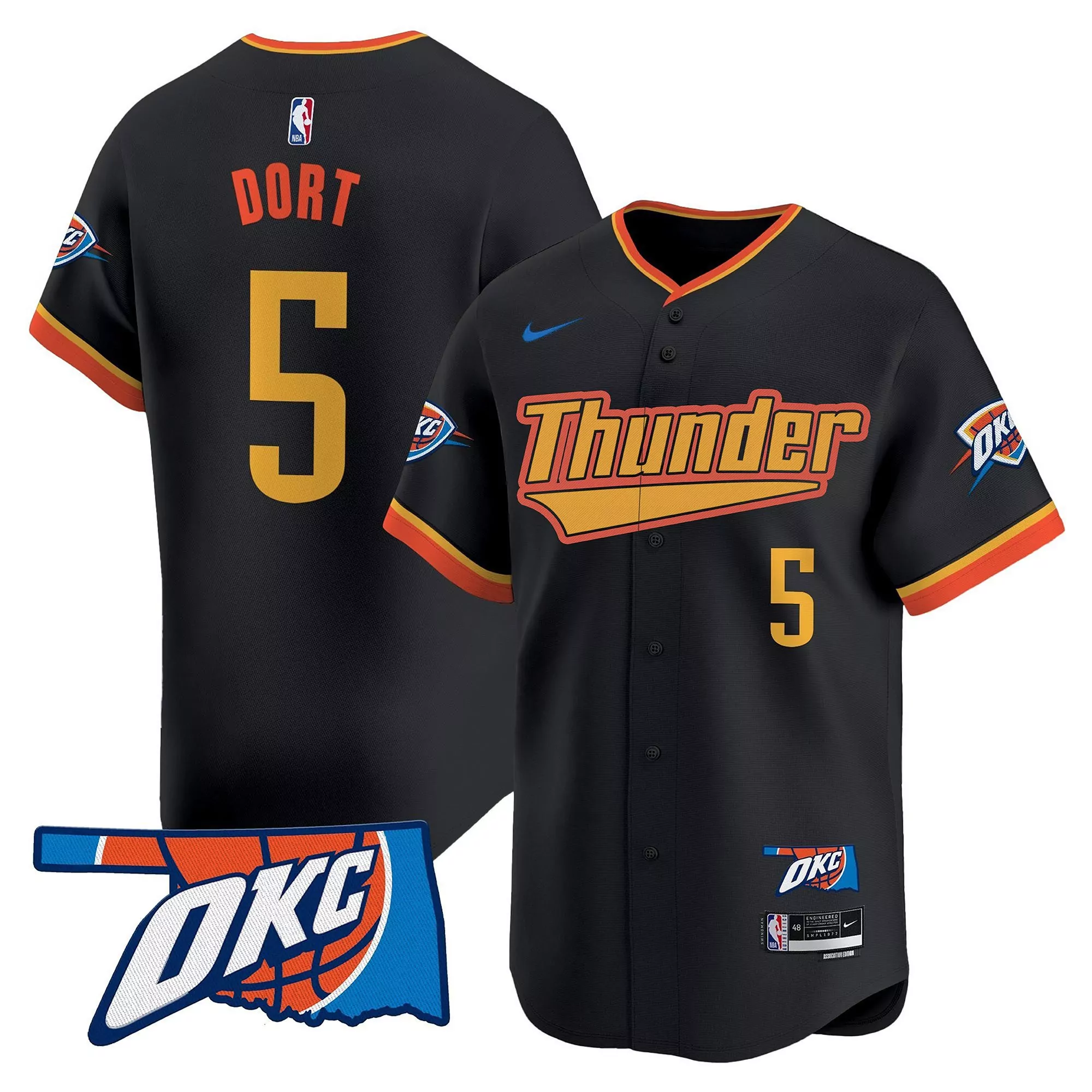 dort 5 men s oklahoma city thunder black vapor jersey with finals patch 2025