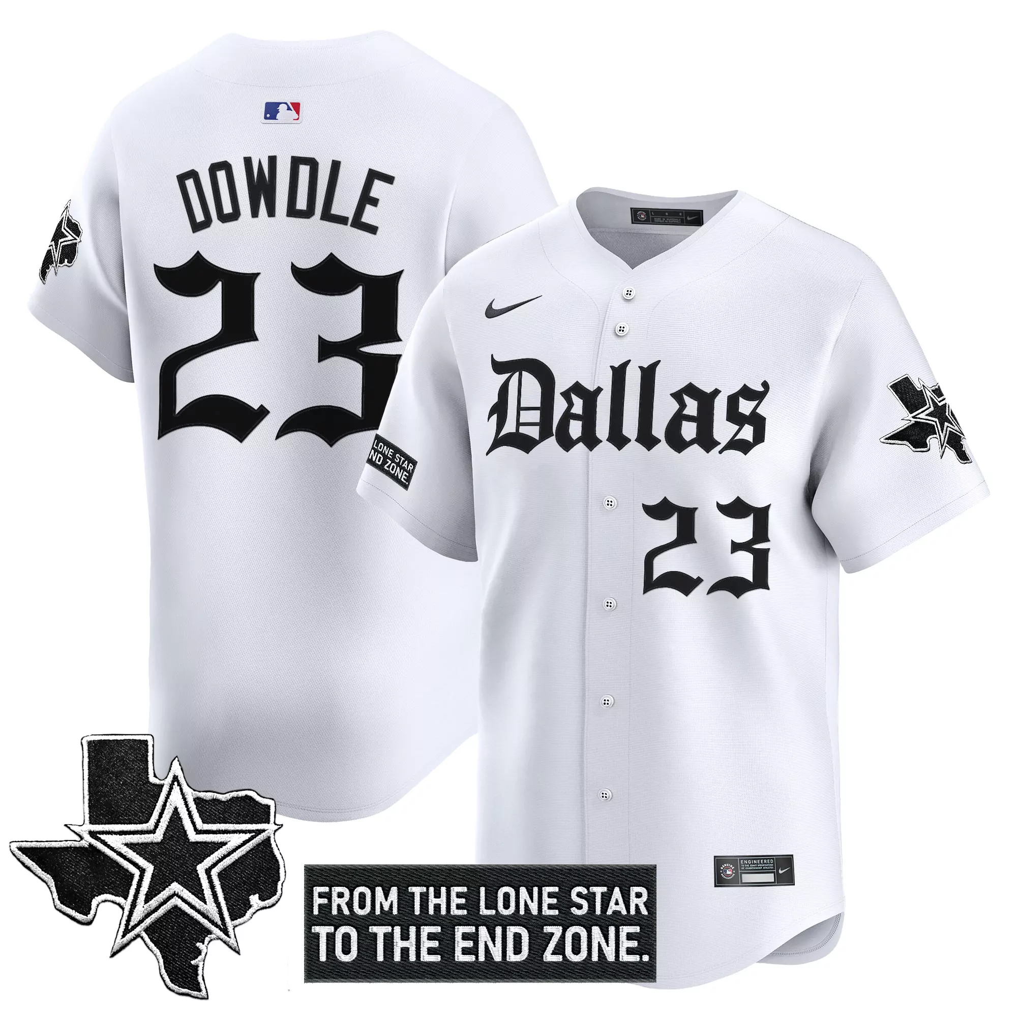 dowdle 23 men s stitched vapor jersey dallas cowboys white lone star patch 2023