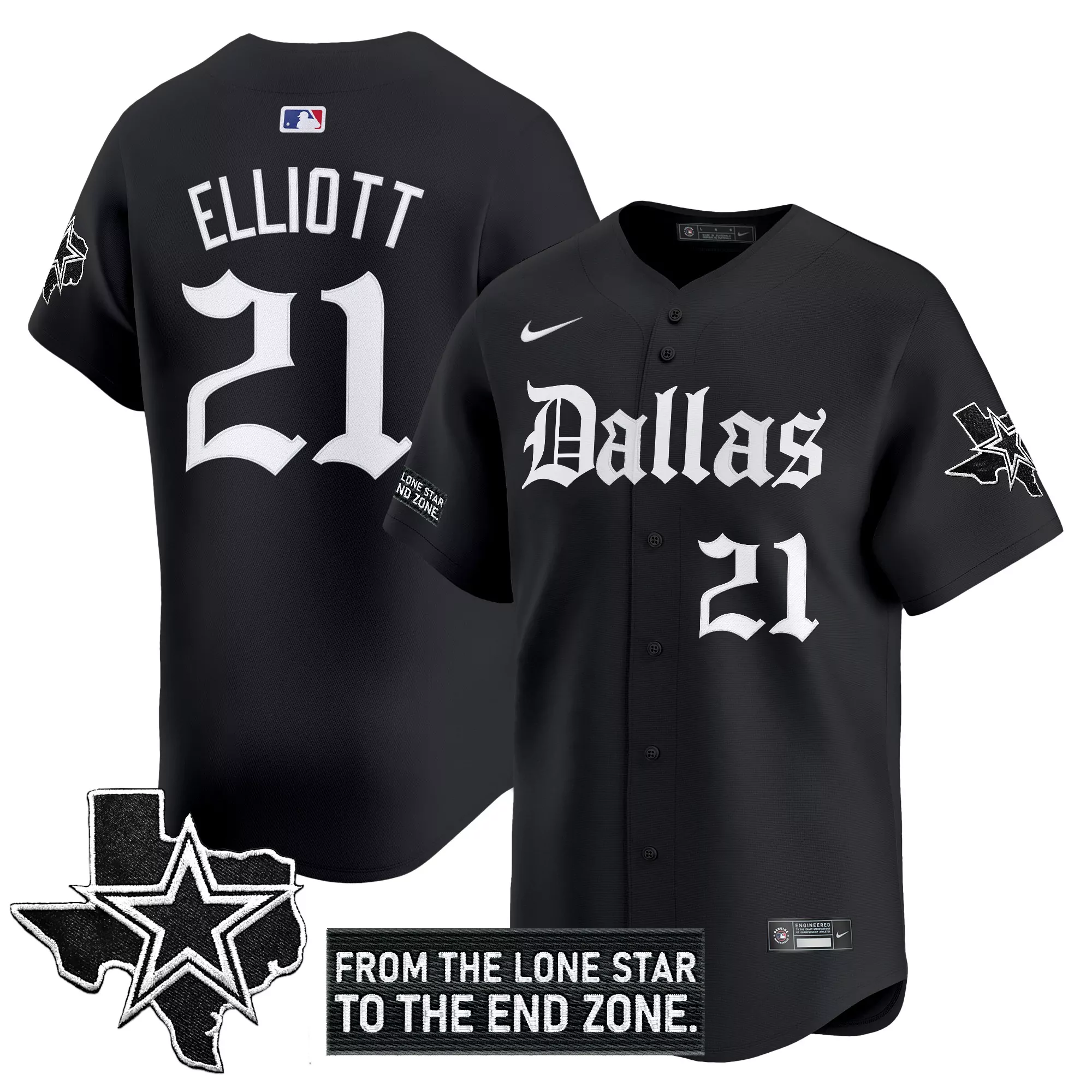 elliott 21 men s stitched vapor jersey dallas cowboys black lone star edition 2023