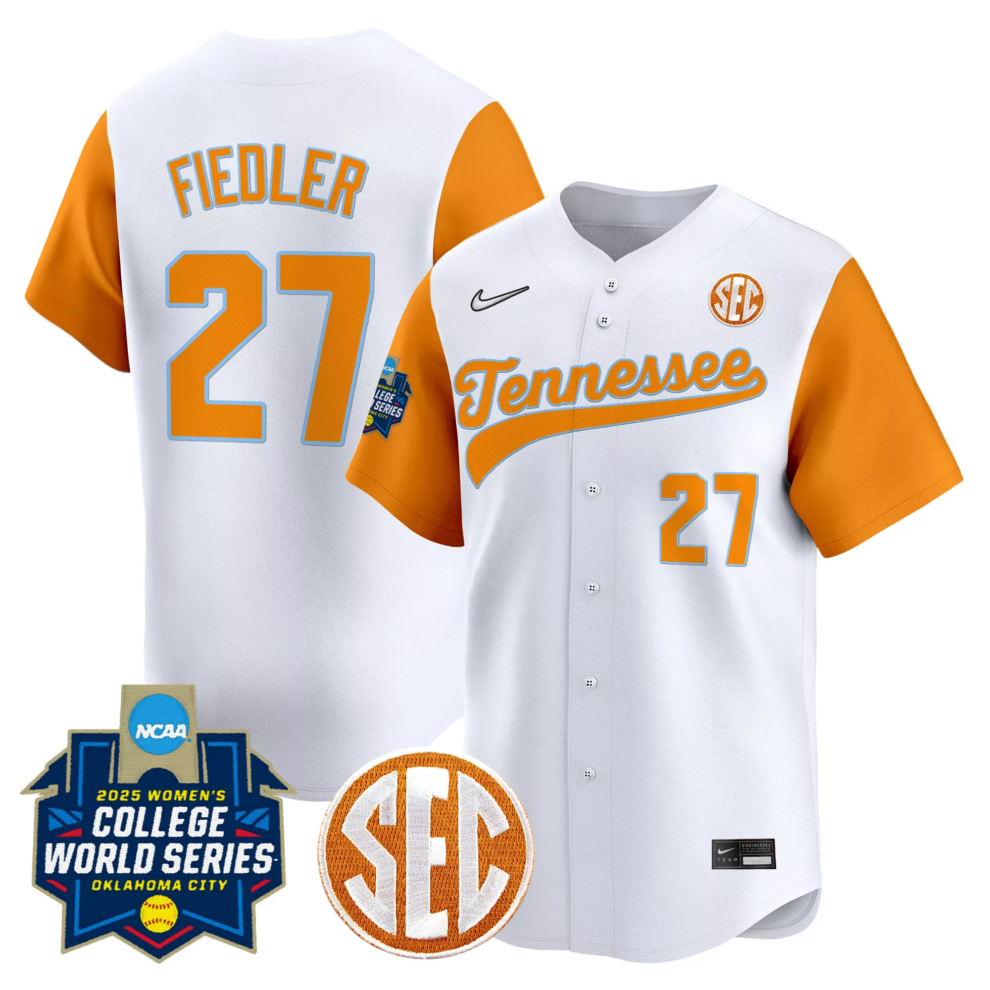 ensley 9 men s tennessee volunteers white vapor jersey with sec embroidered patch 2025
