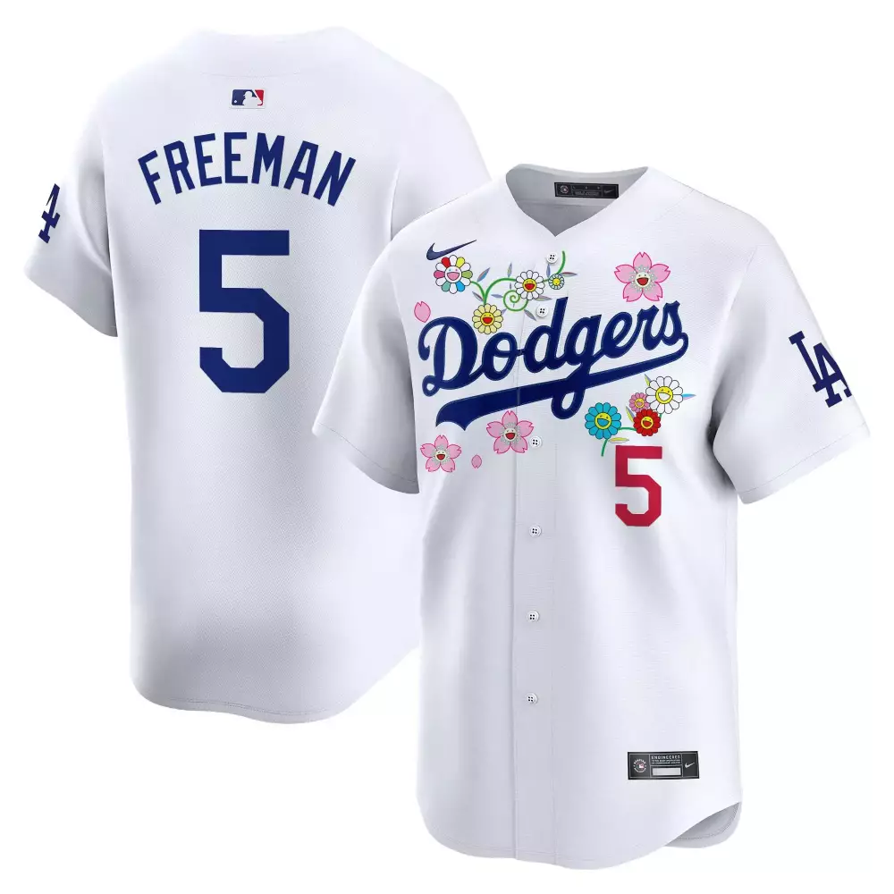 Freeman 5 Los Angeles Dodgers 2025 Stitched Vapor Jersey | White Floral Theme | Limited Edition Fan Gear | For Men, Women & Youth