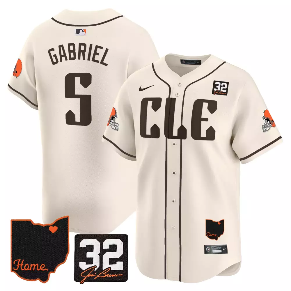 Gabriel 32 Cleveland Browns Vapor Jersey | Stitched White | Home Patch 2023 | For Men, Women & Youth