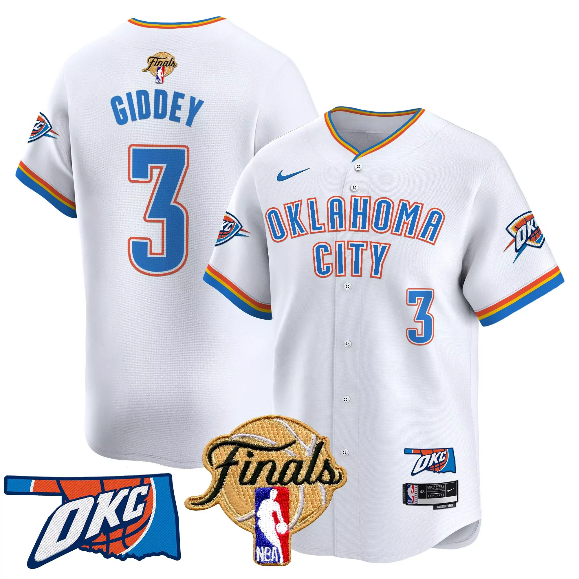 giddey 3 men s stitched vapor jersey oklahoma city thunder white finals 2025