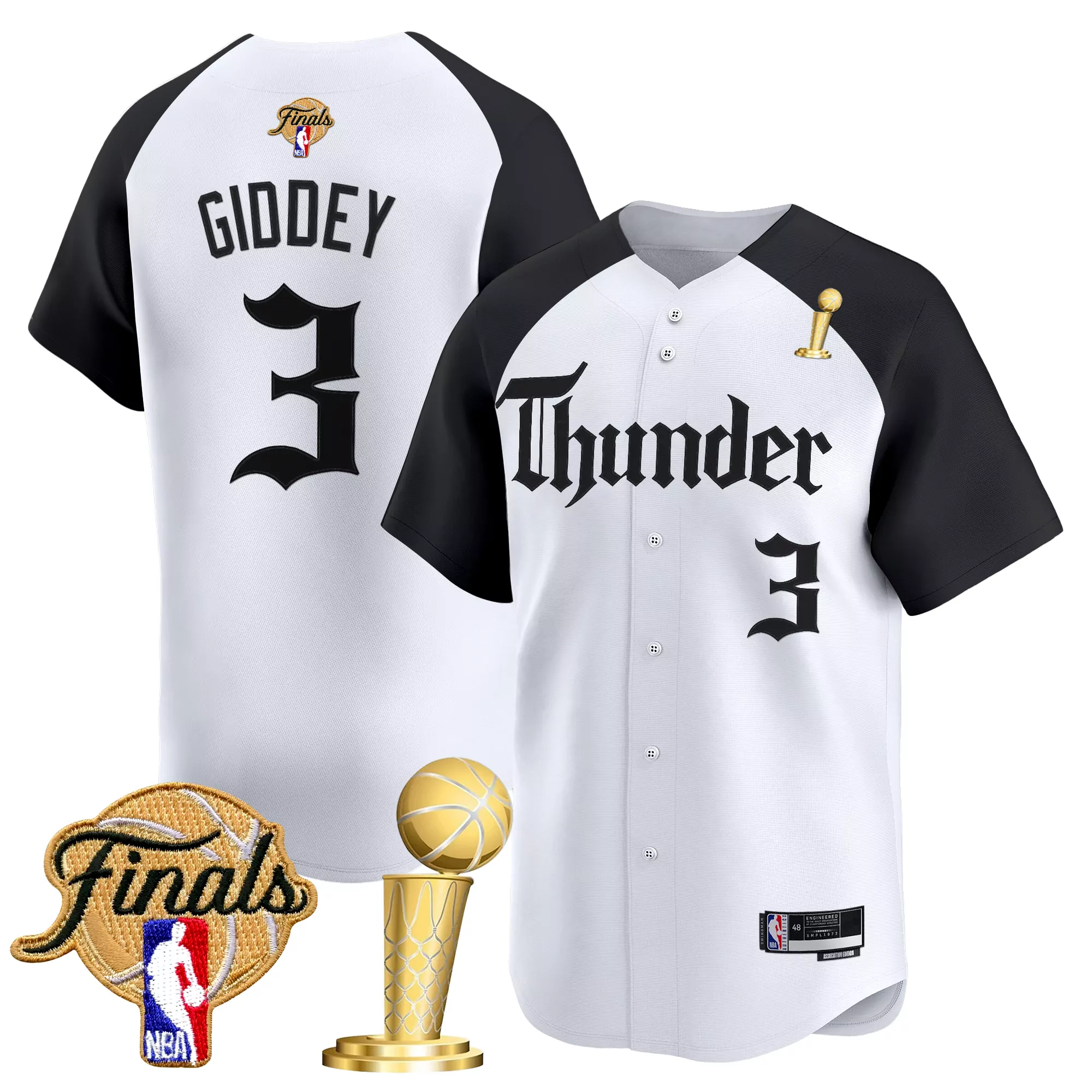 giddey 3 men s vapor jersey oklahoma city thunder white finals 2025 stitched embroidered patch