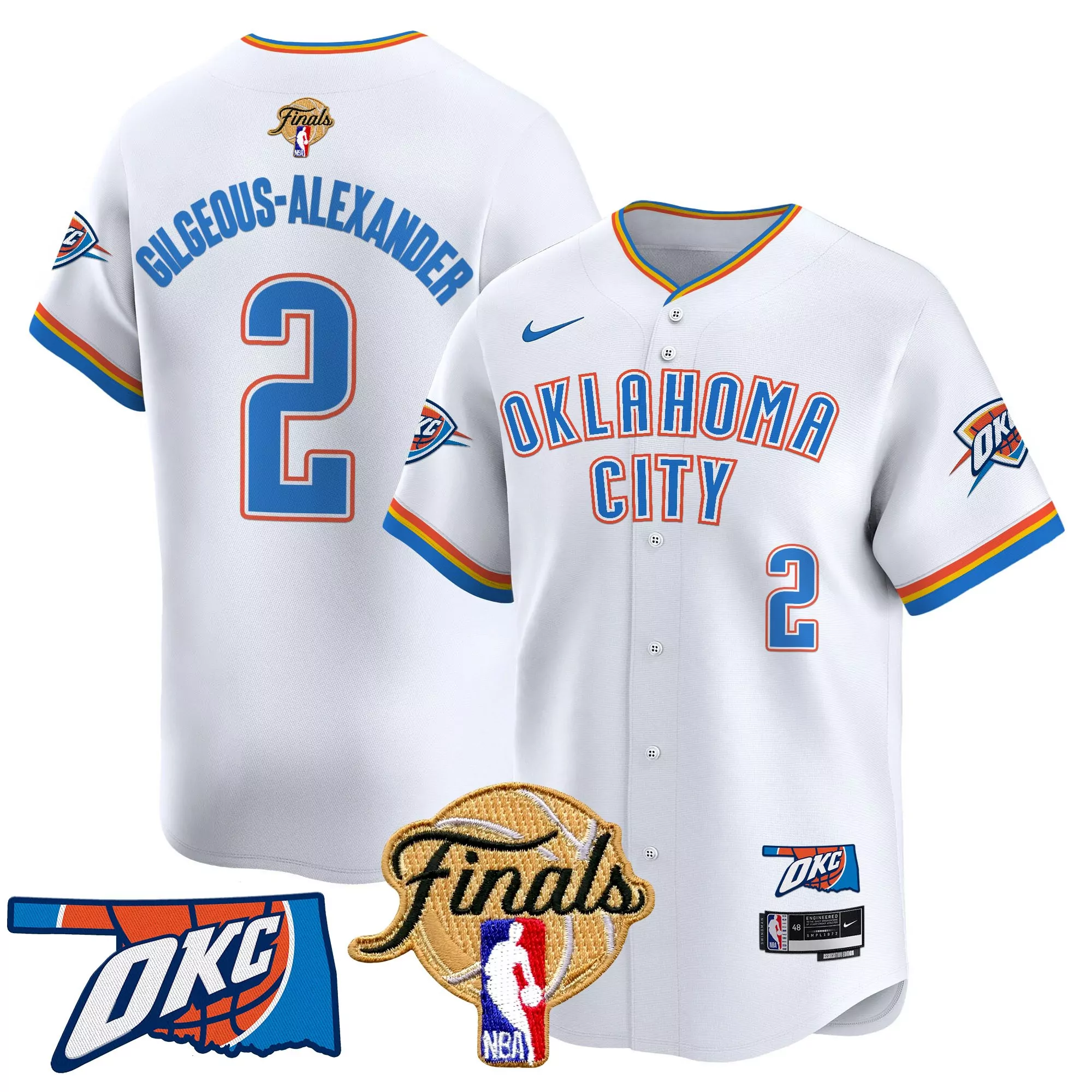gilgeous alexander 2 men s vapor jersey oklahoma city thunder white embroidered okc patch 2023