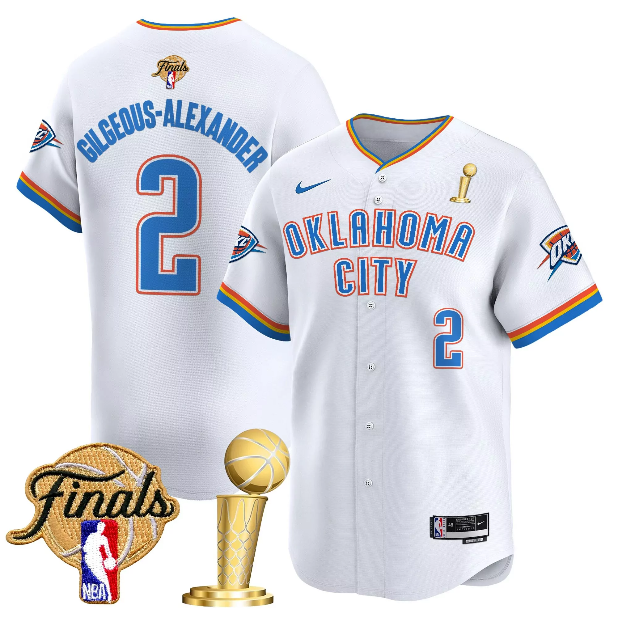 gilgeous alexander 2 men s vapor jersey oklahoma city thunder white embroidered okc patch 2023