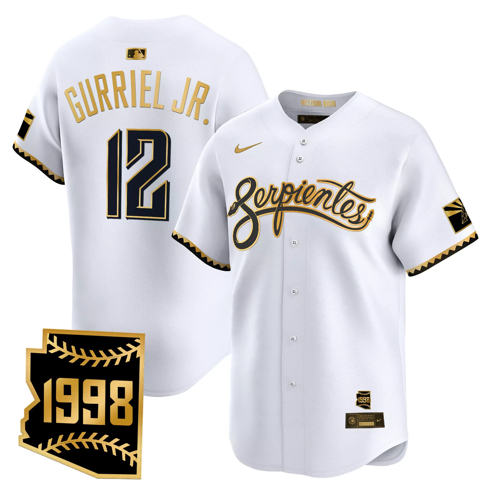 gurriel jr 12 arizona serpientes black vapor jersey stitched embroidered 1998 patch men s style