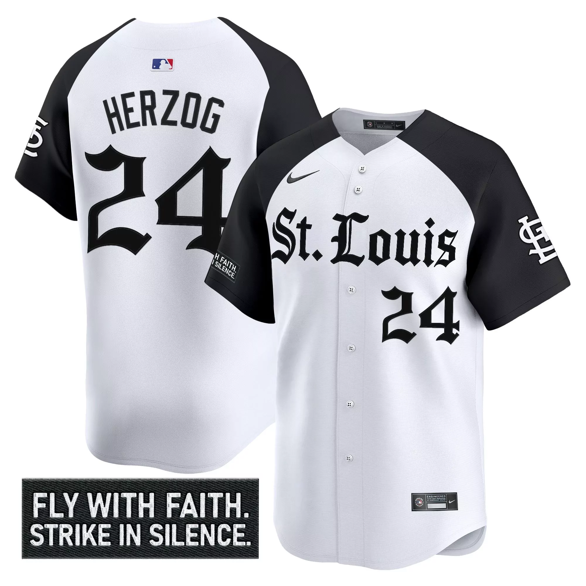 herzog 24 men s st louis cardinals vapor jersey white black 2023 fly with faith patch
