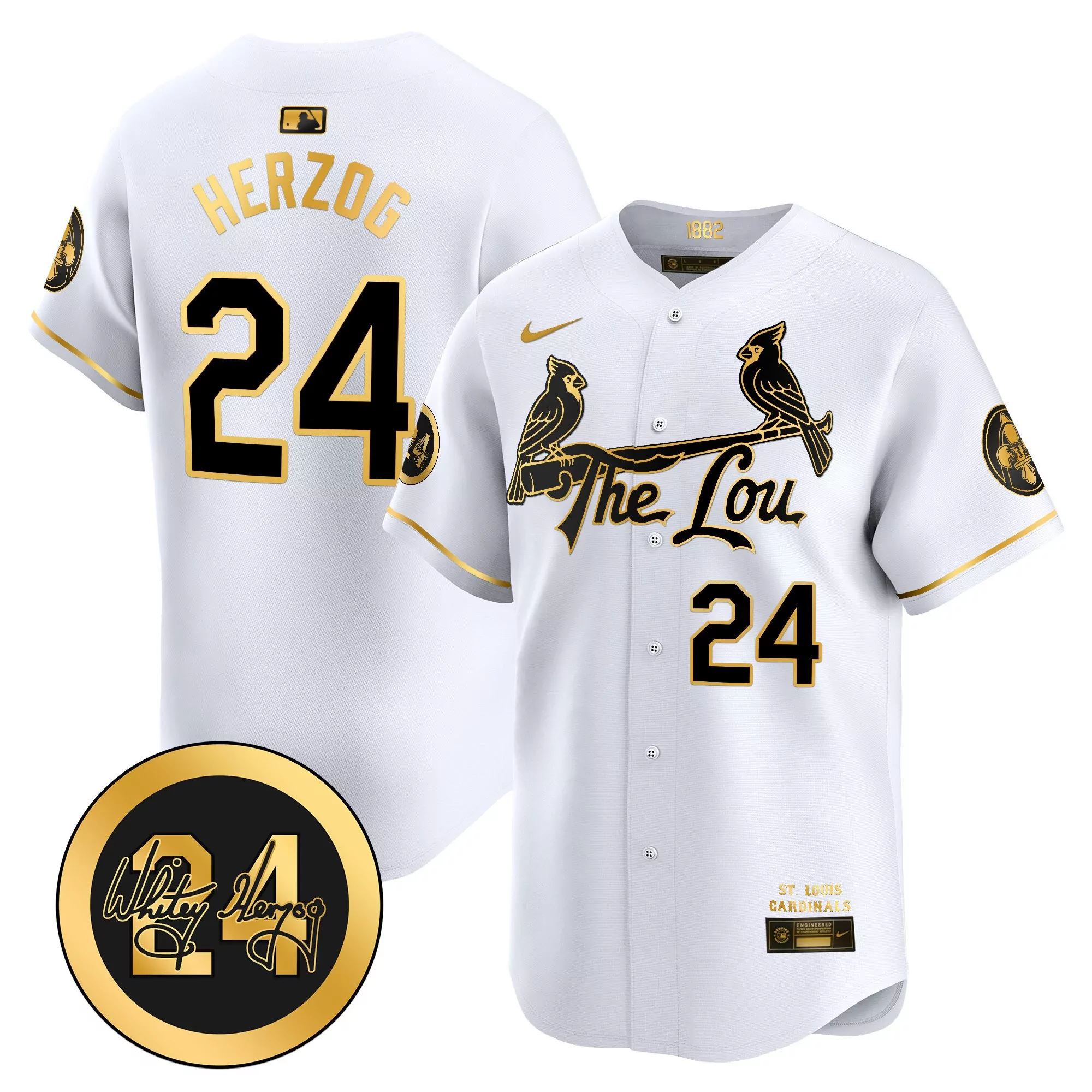 herzog 24 st louis cardinals 2024 vapor jersey white with embroidered patch