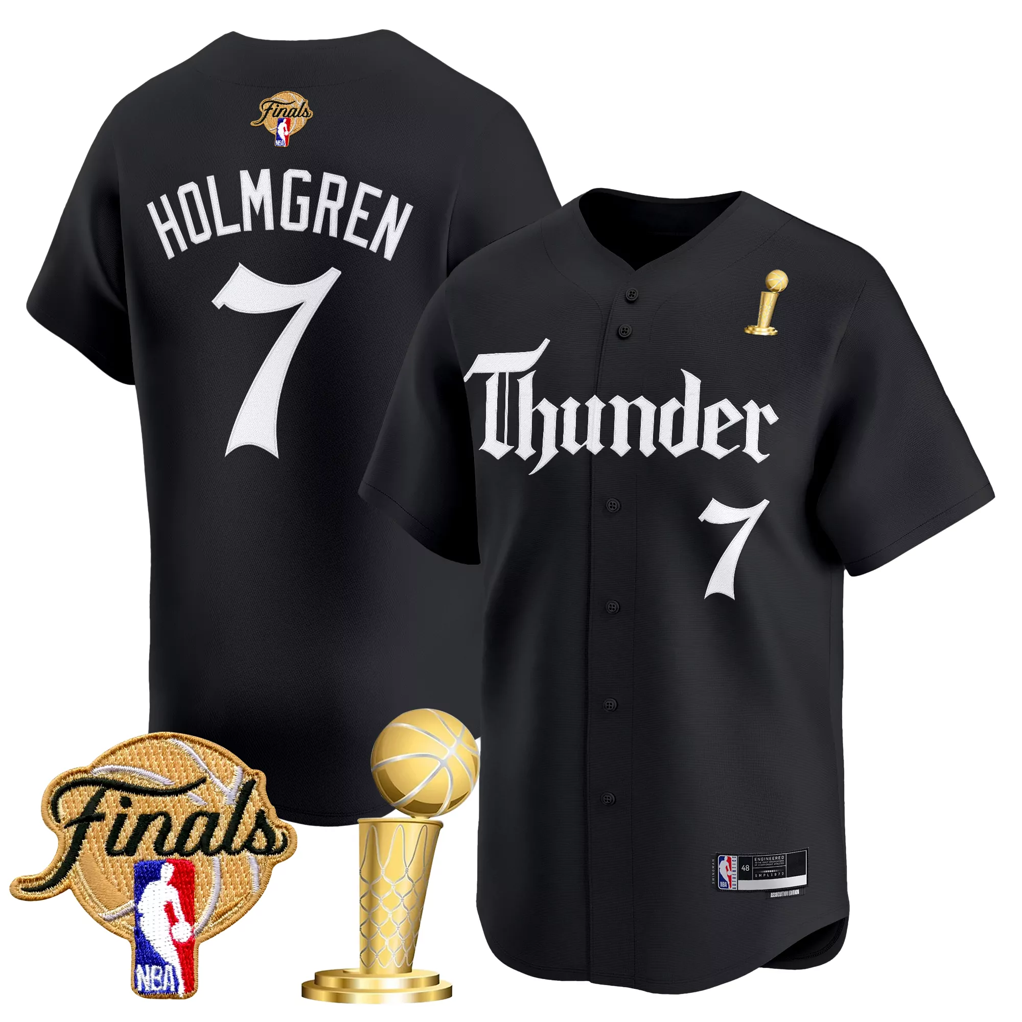 holmgren 7 men s stitched vapor jersey oklahoma city thunder black finals 2025 2