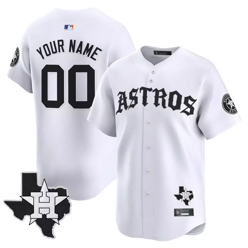 houston astros custom jersey white skull patch player name your name number 00
