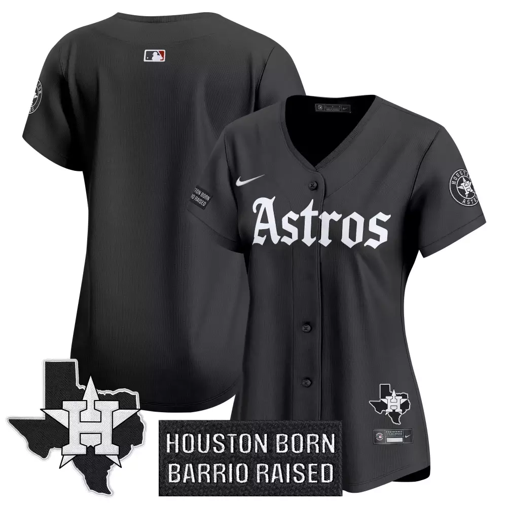 Astros Women's 2023 Black Vapor Jersey | Houston Born Barrio Raised | Fan Gear for Game Day | For Men, Women & Youth