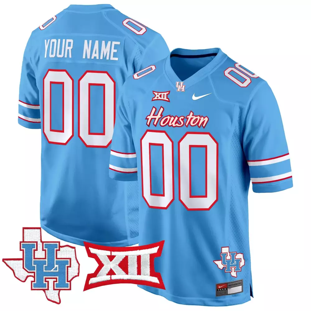 houston cougars custom blue jersey with xii patch and texas logo