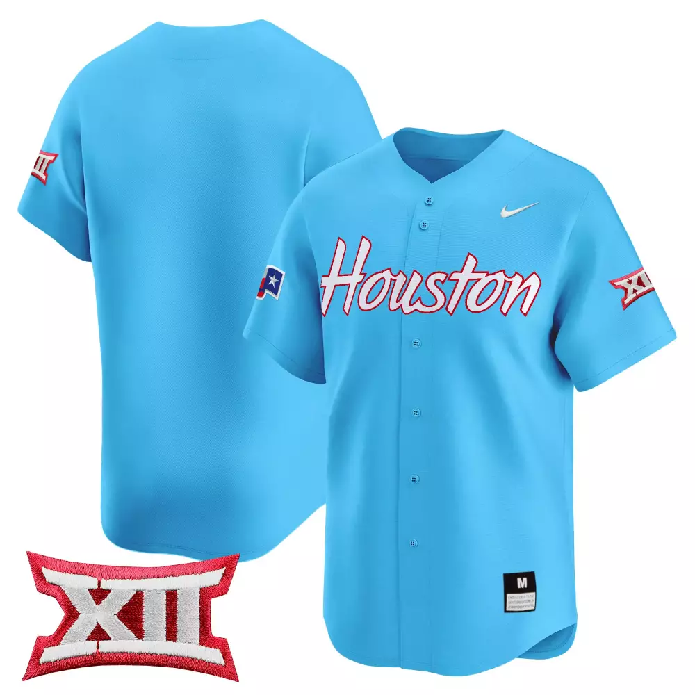 houston cougars light blue all stitched custom jersey with name patch 2023 men s style