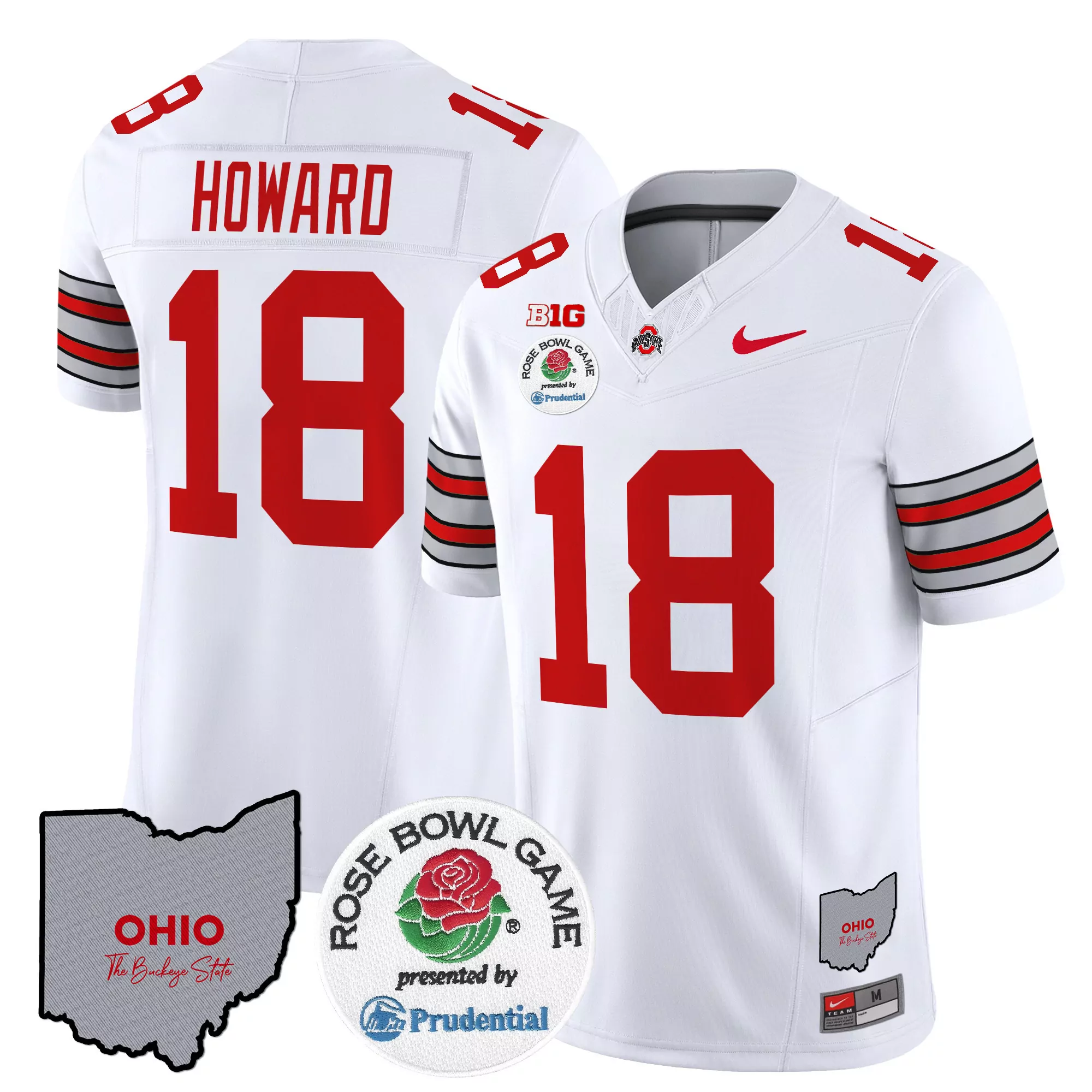 howard 18 men s red vapor jersey ohio state buckeyes goodyear cotton bowl 2023 patch