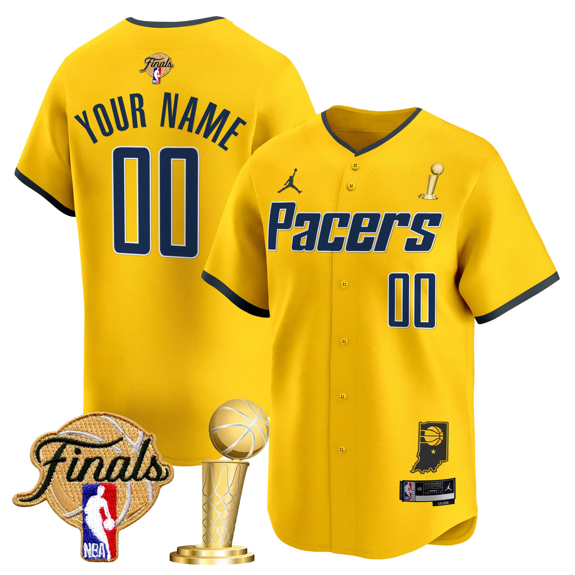 indiana pacers finals jersey white with custom name and number 00