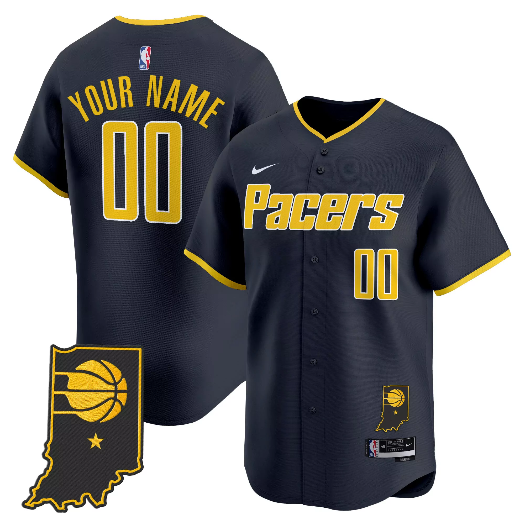 indiana pacers finals jersey white with custom name and number 00