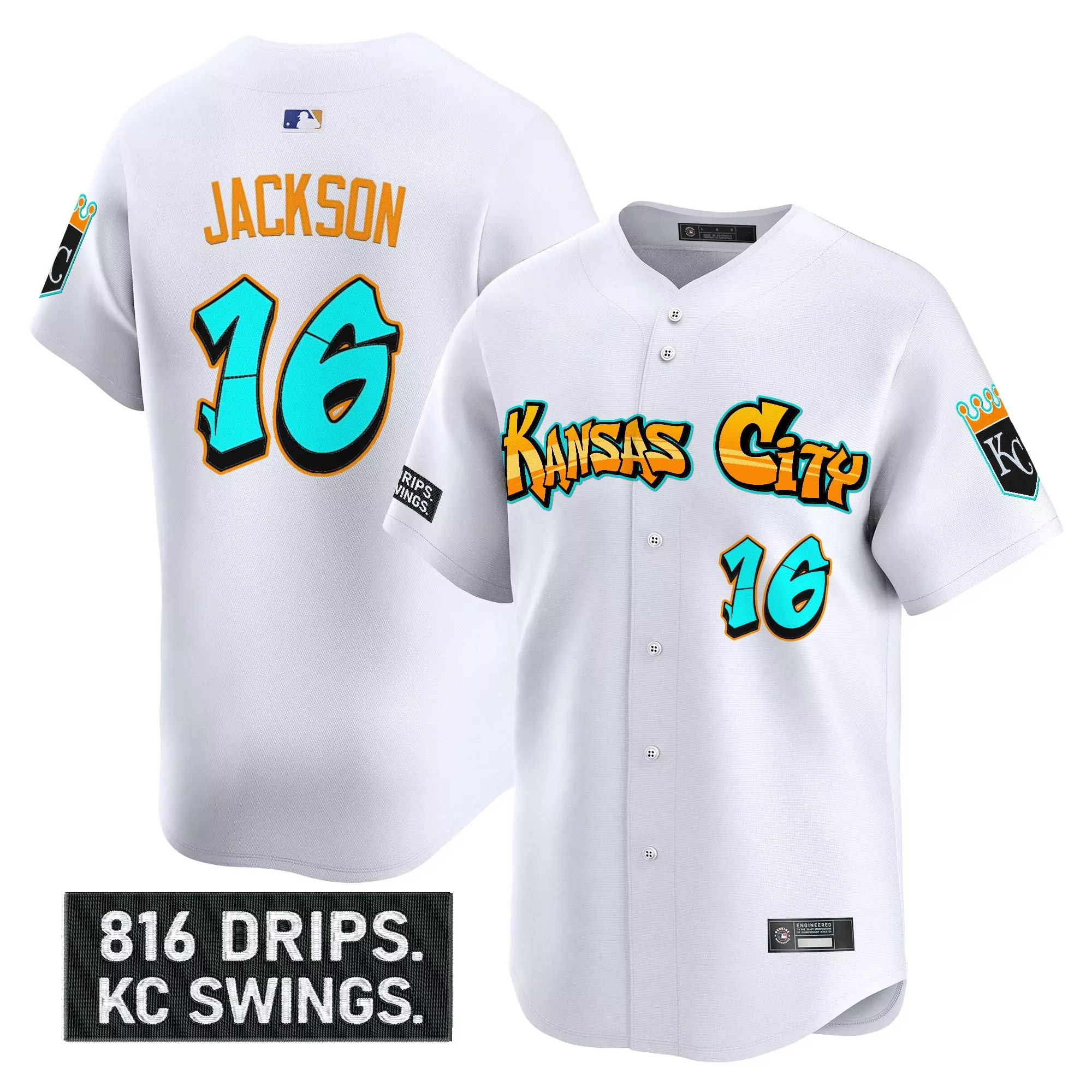 jackson 16 men s stitched vapor jersey kansas city white graffiti edition 2023