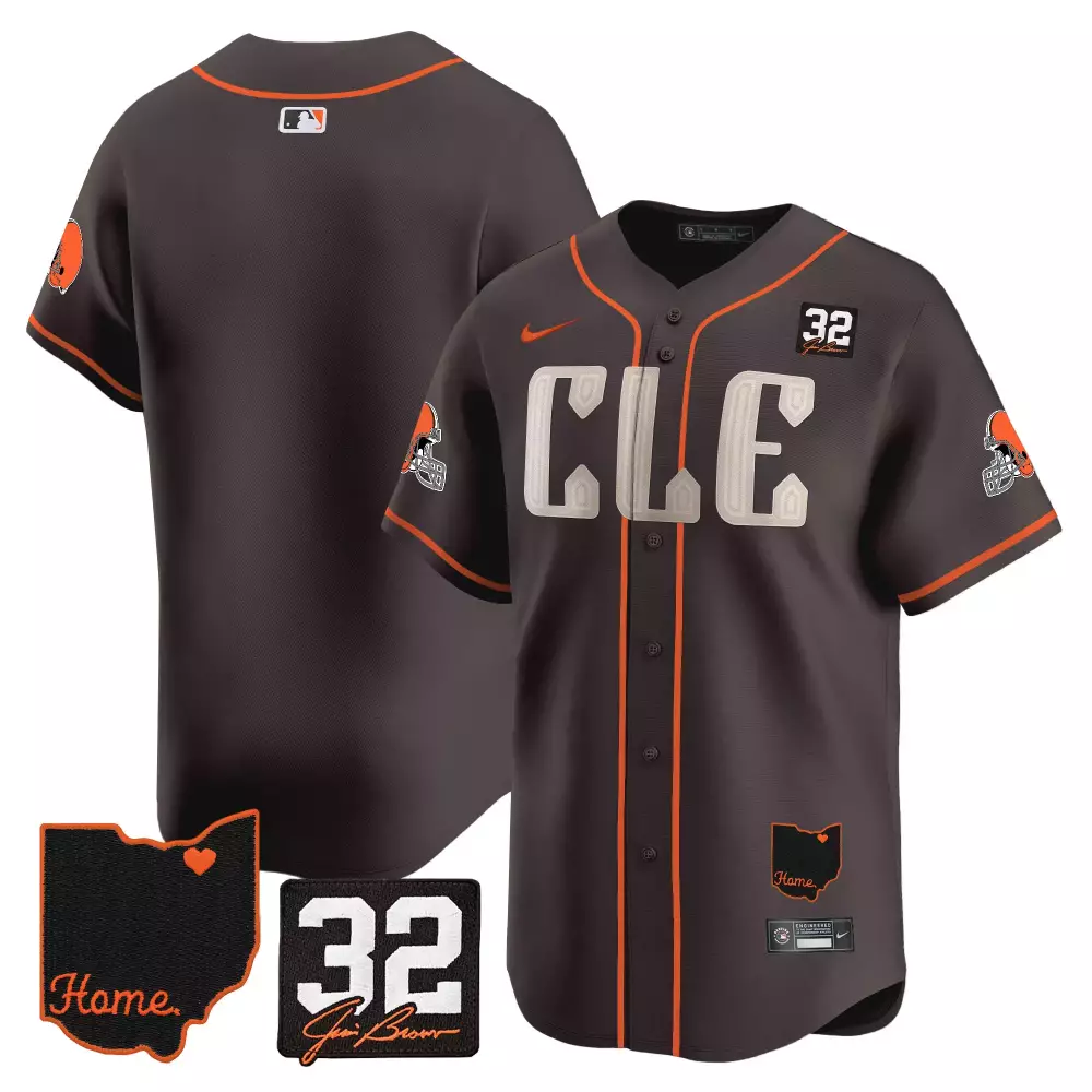 Jim Brown 32 Men's Vapor Jersey | Cleveland Browns Home Patch 2023 Stitched Black | For Men, Women & Youth