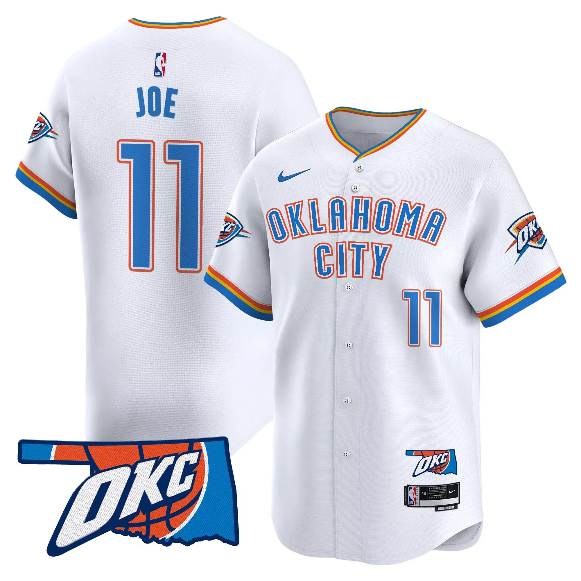 joe 11 men s oklahoma city thunder black vapor jersey with finals patch 2025
